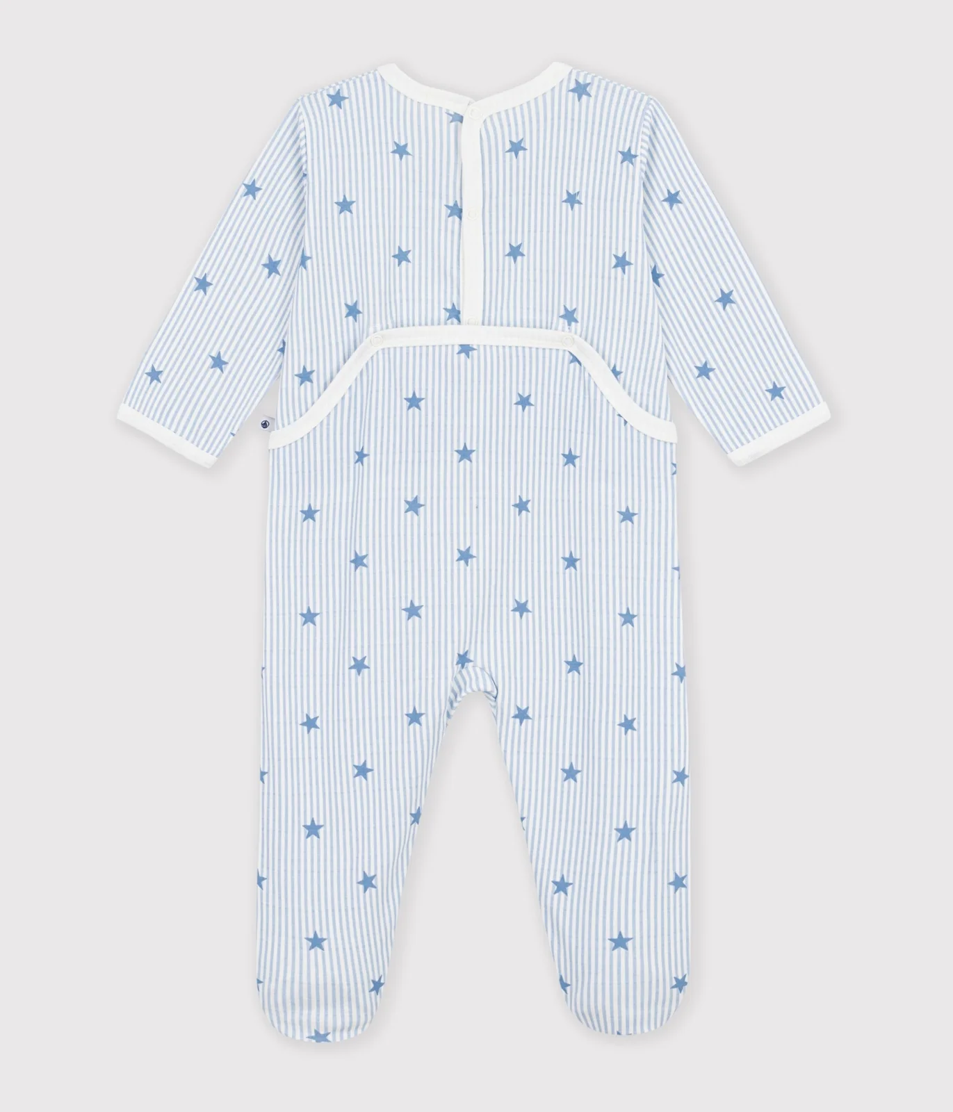 Babies' star-print fleece pyjama suit with a back opening
