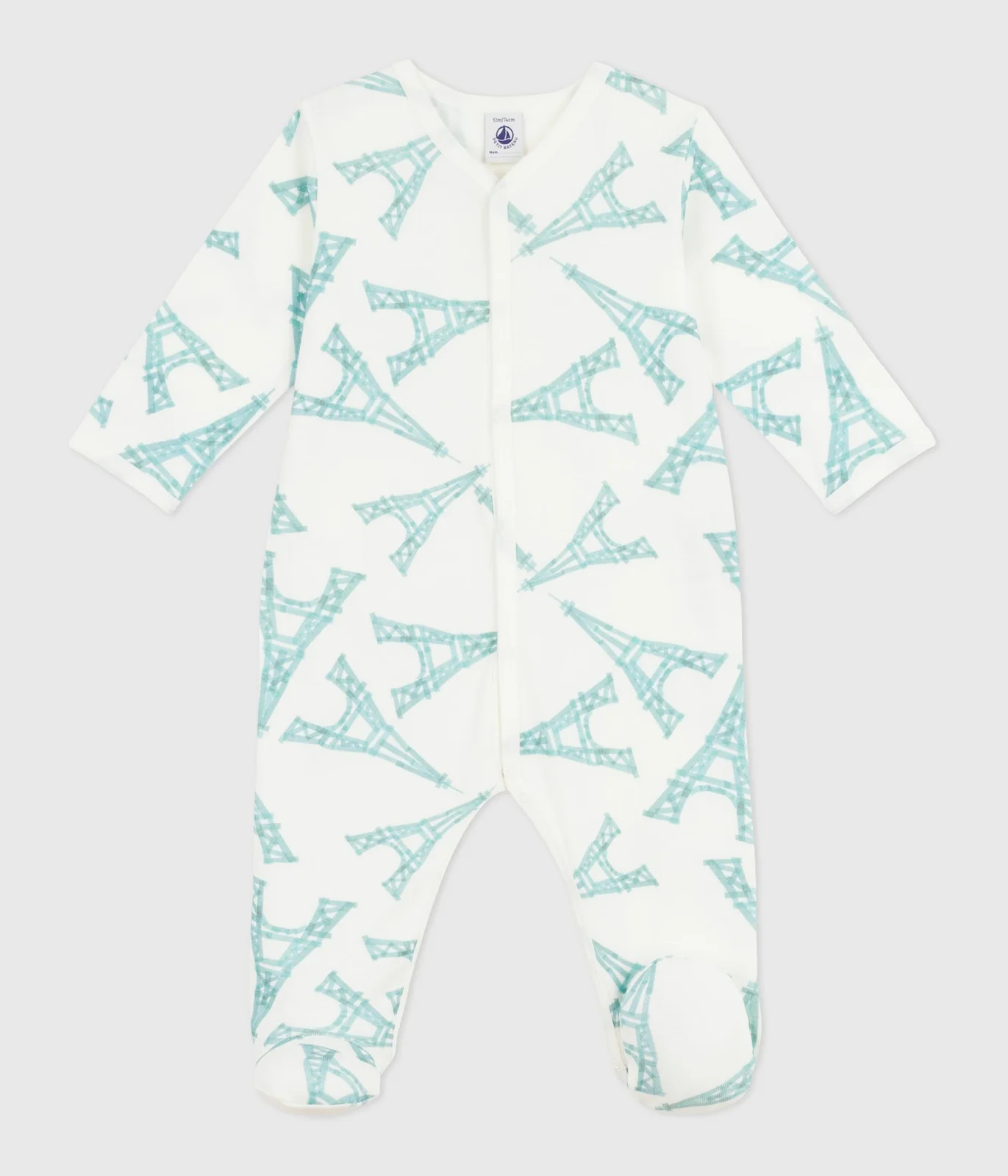 Babies' Eiffel Tower print cotton pyjama suit