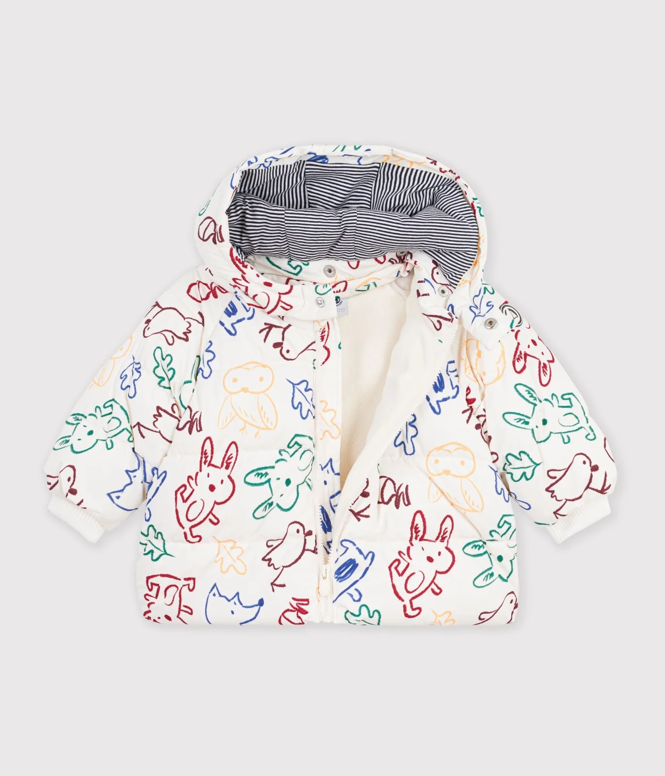 Baby puffer jacket in printed polyester