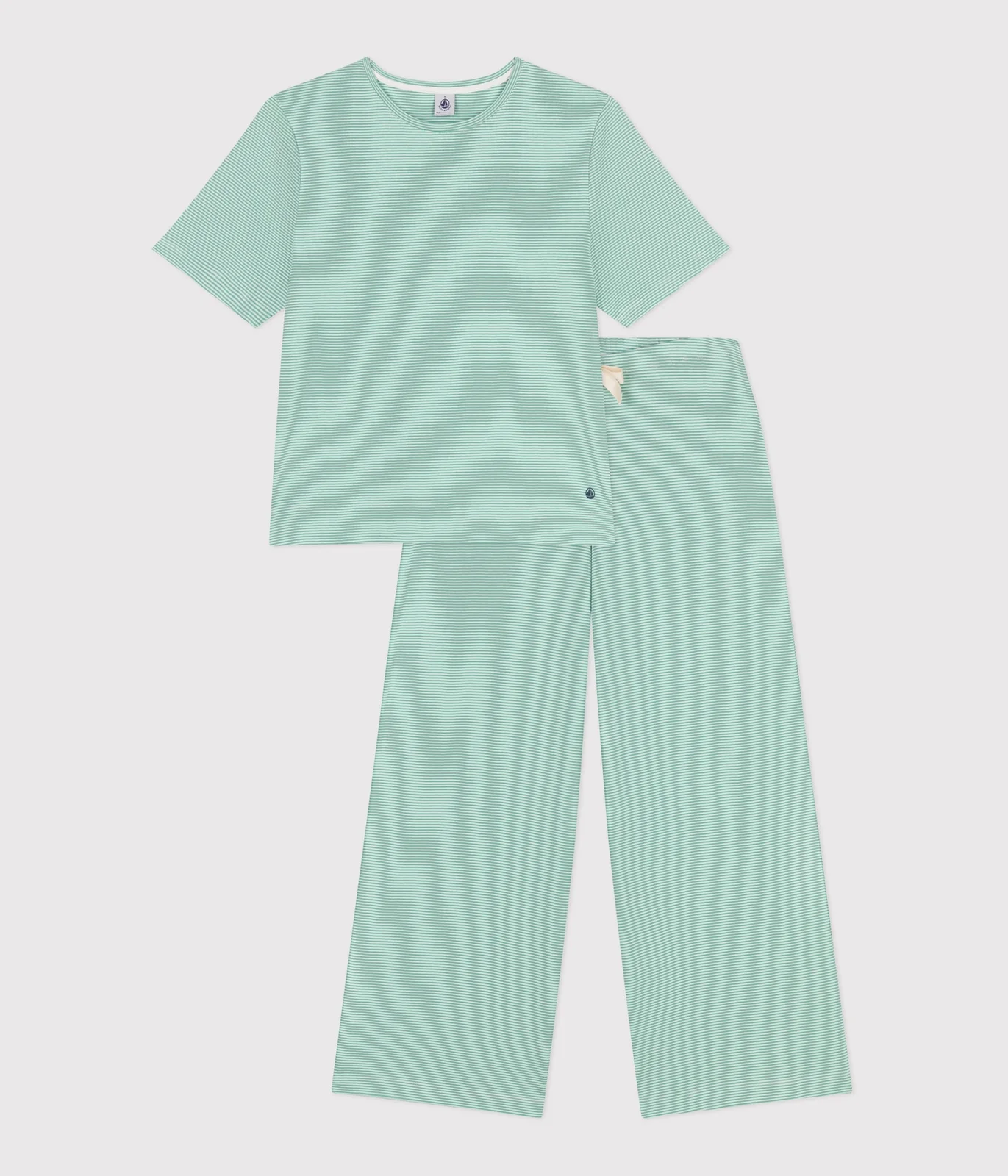 Women's wide-leg stripy cotton pyjamas
