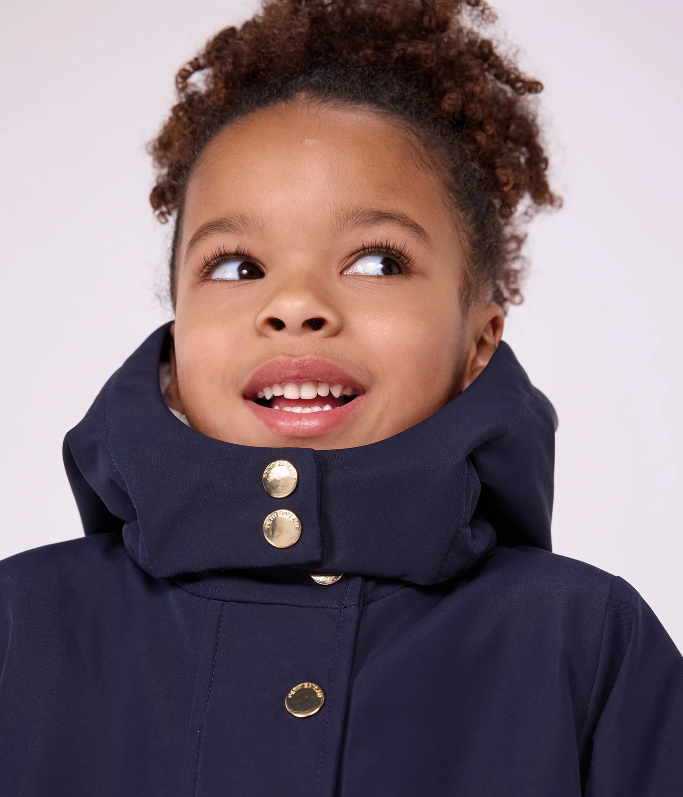 Children's plain mid-length parka