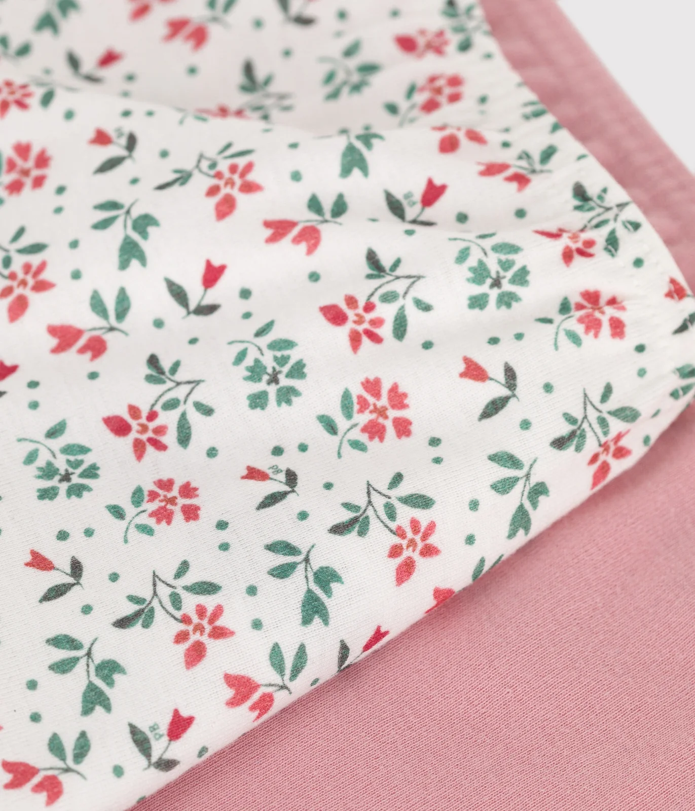 Children's floral-patterned long cotton shorties - 2-pack