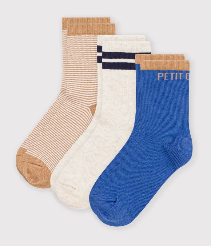 3 pairs of children's stripy cotton socks
