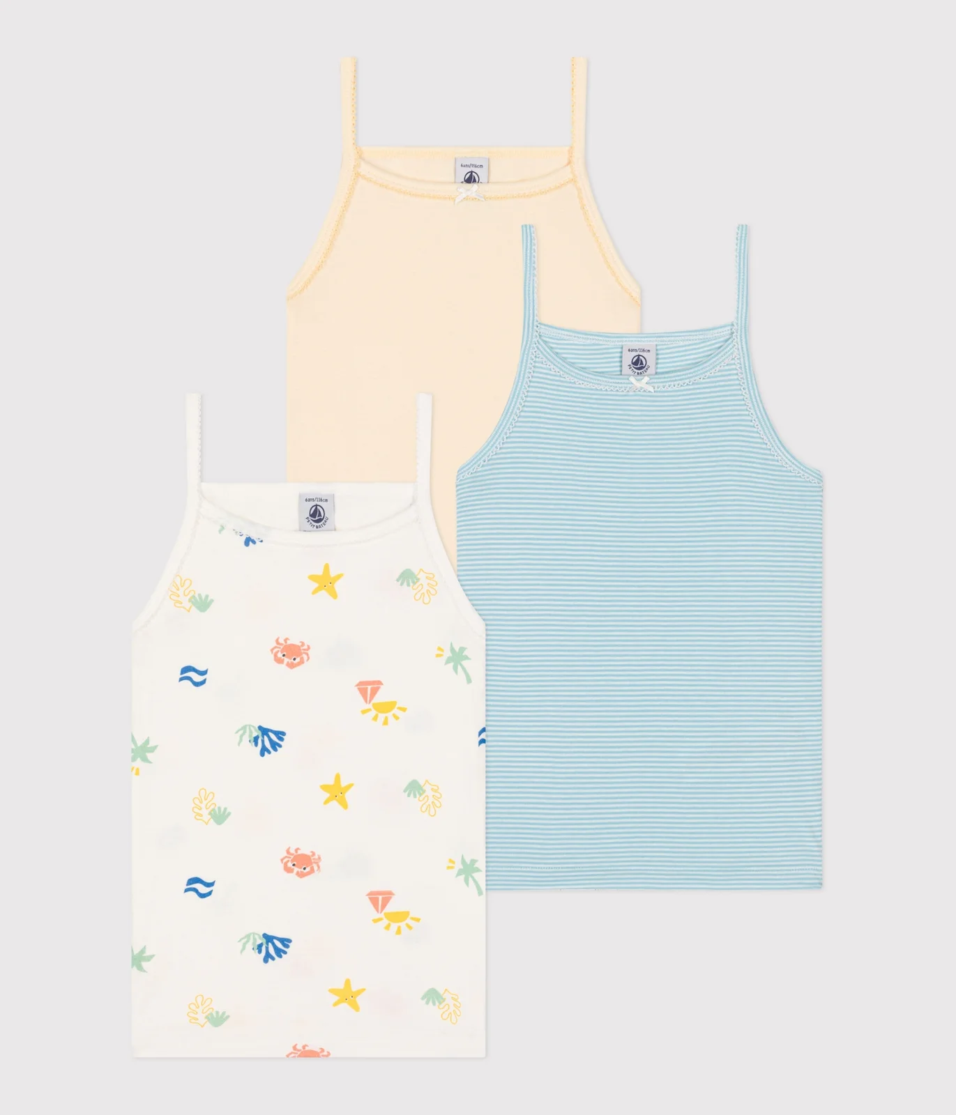 Children's printed cotton tank tops - 3-pack