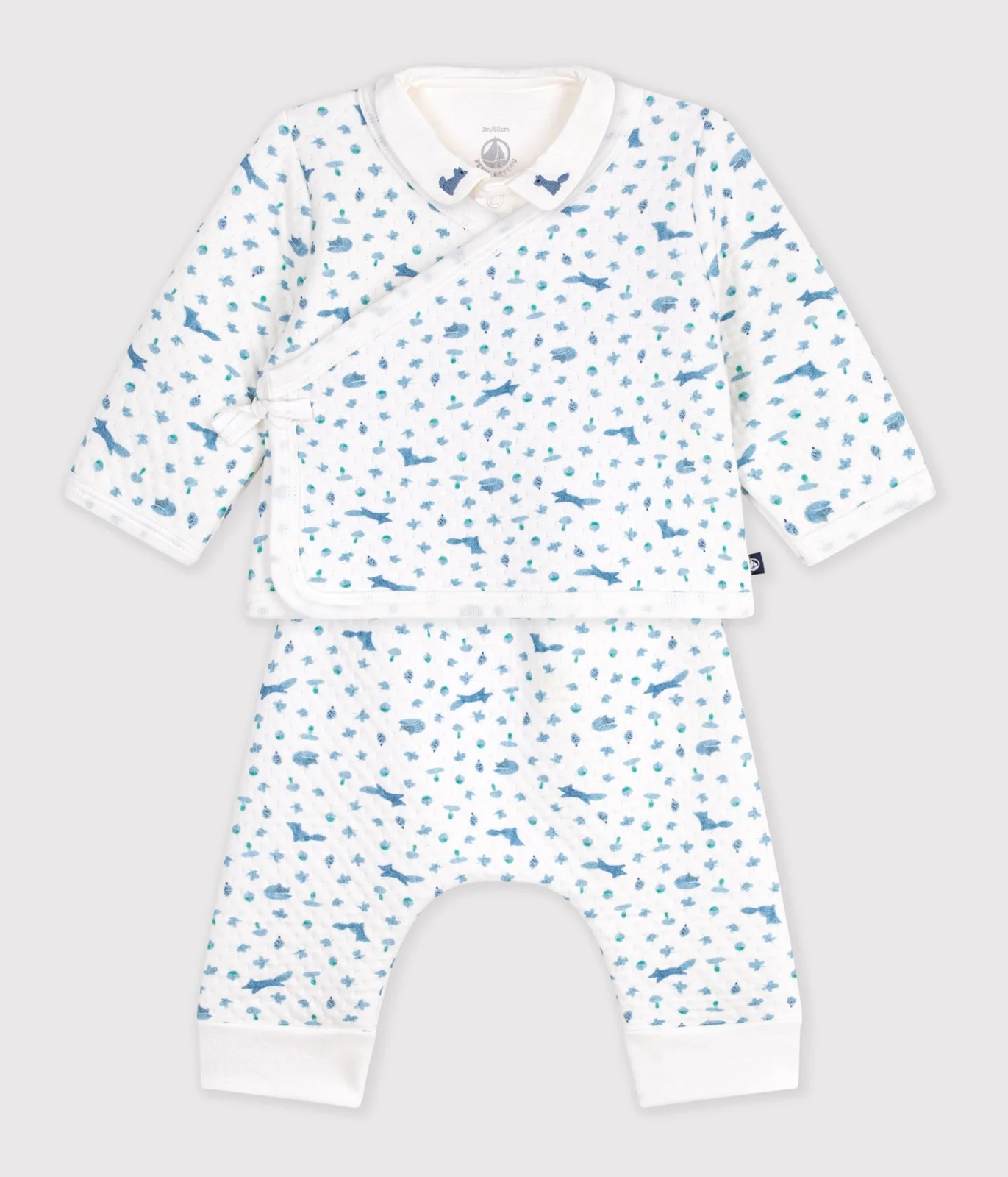 Babies' outfit in cotton with foxes printed on the collar