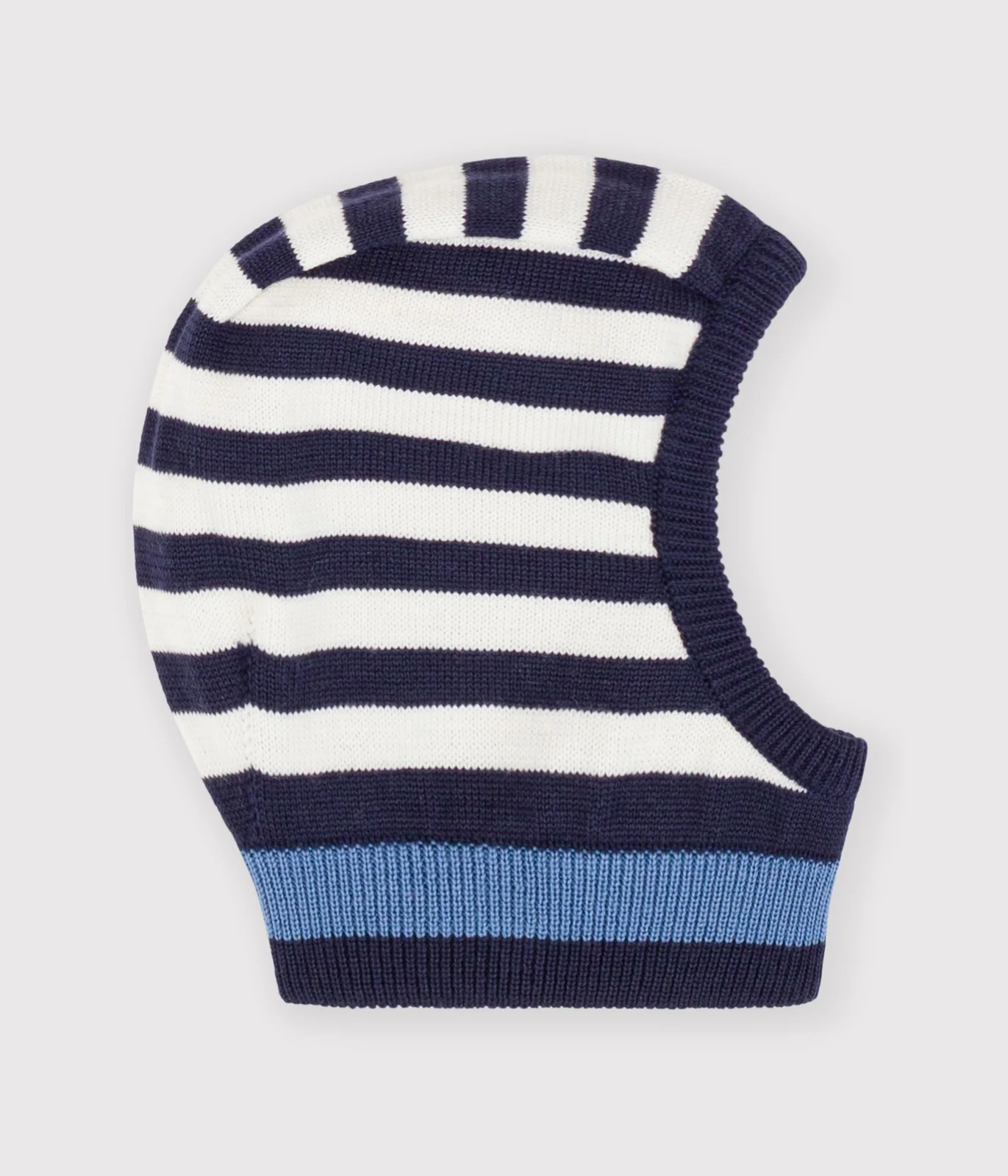 Babies' stripy wool and cotton balaclava