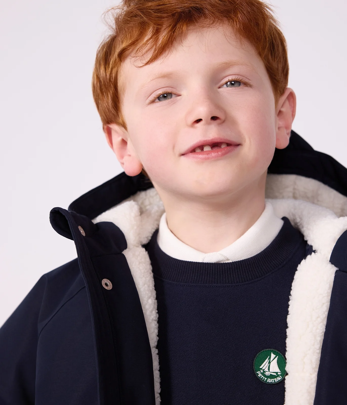 Children's plain mid-length parka