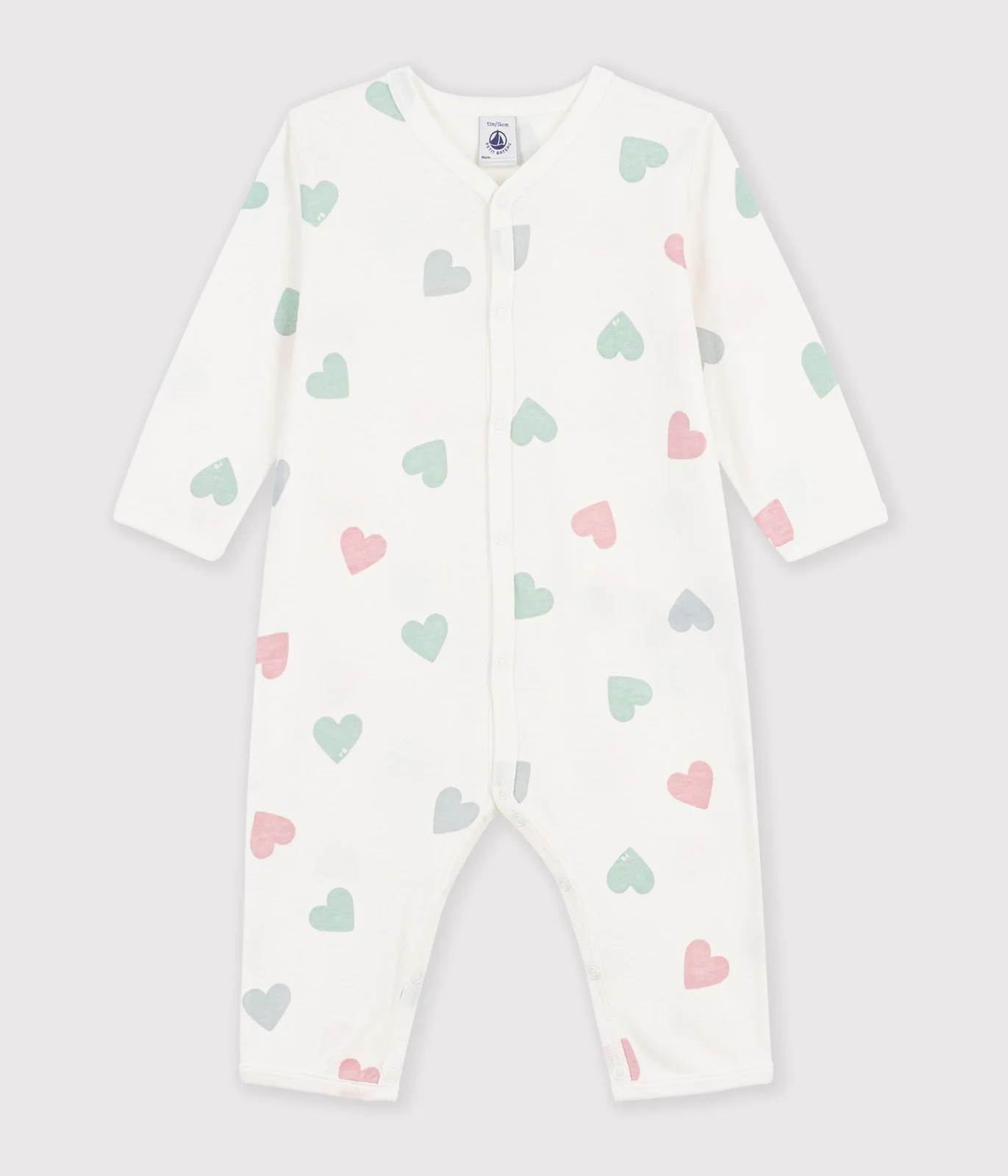 Pyjama bébé en coton sans pieds imprimé cœurs