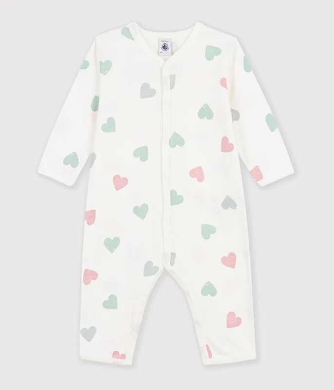 Pyjama bébé en coton sans pieds imprimé cœurs