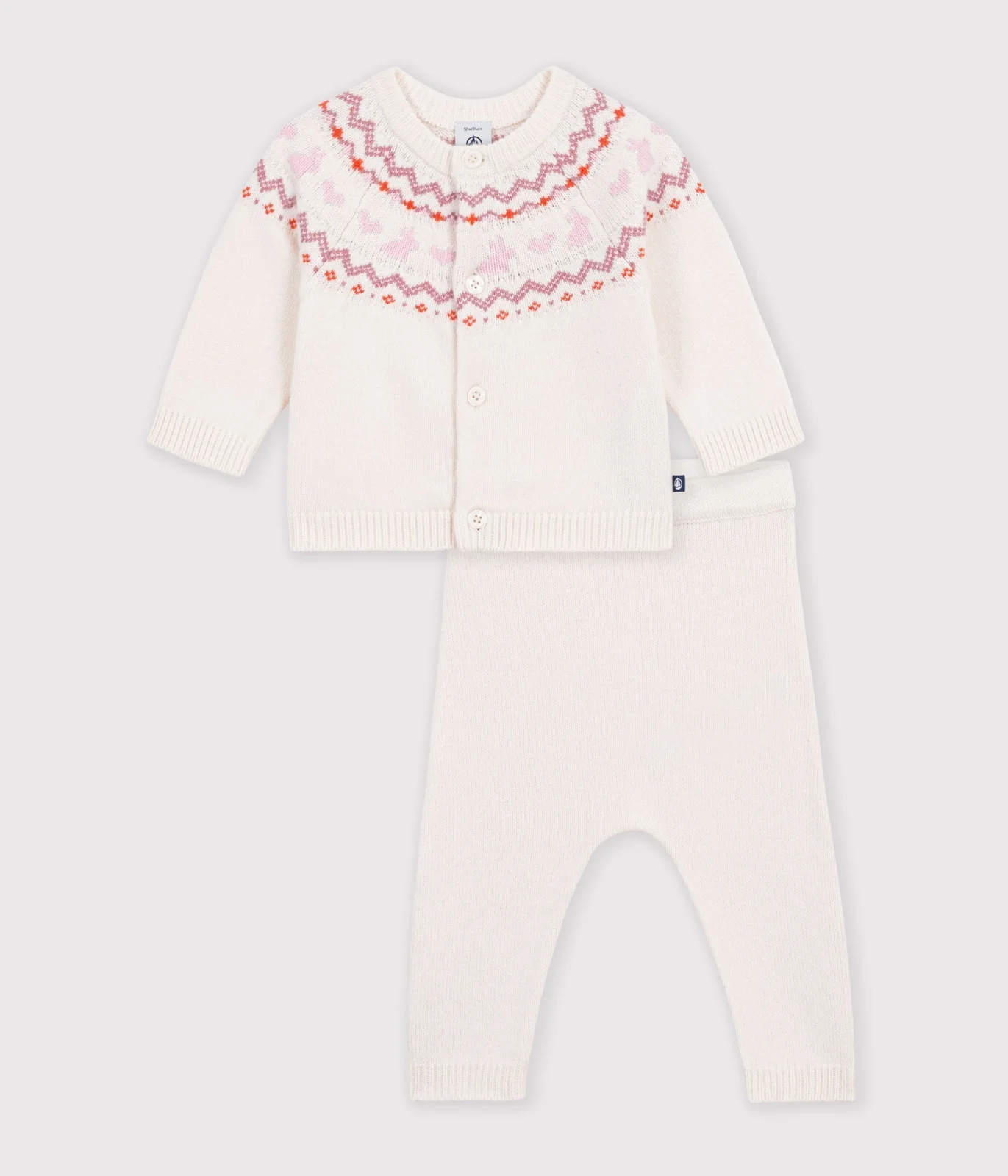 Jacquard knit outfit for babies