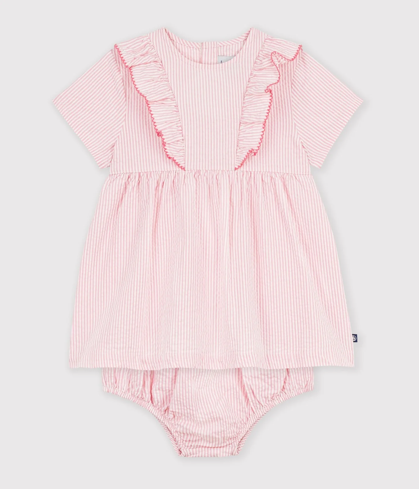 Babies' short-sleeved stripy cotton dress