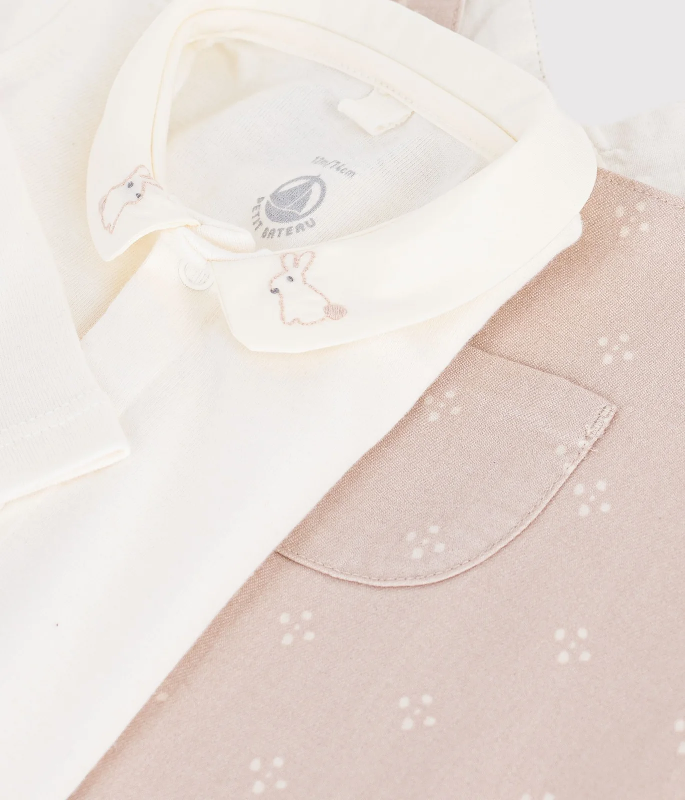 Babies' dungarees and body set in cotton with a plain collar