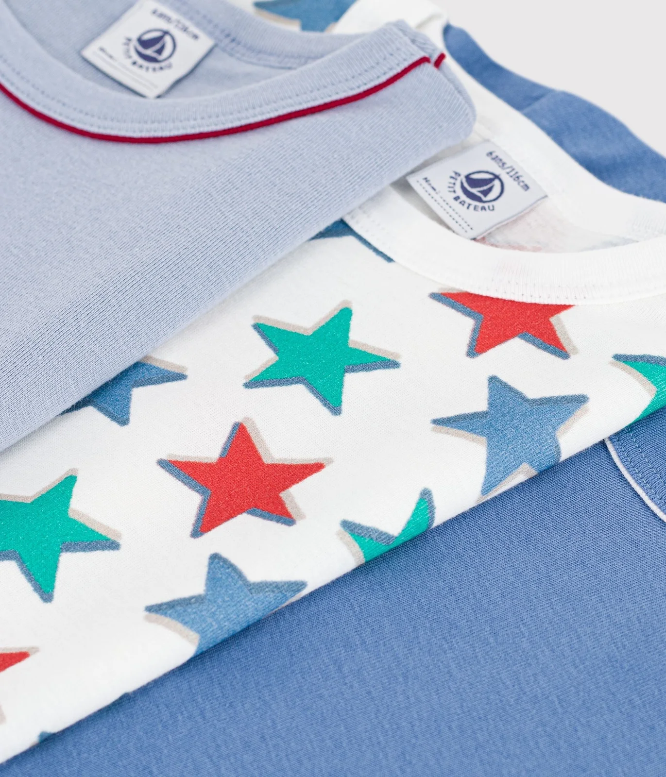 Pack of children's short-sleeved star-print cotton T-shirts