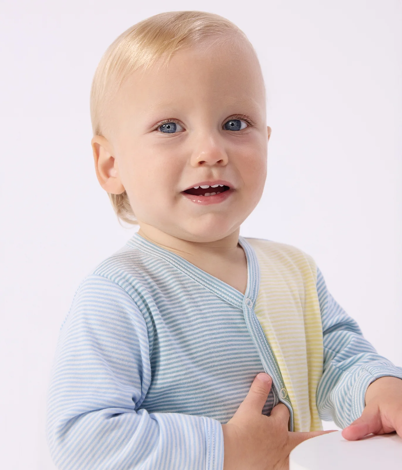 Babies' stripy printed cotton pyjama suit