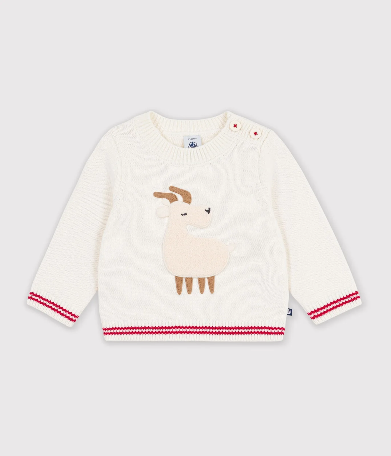Babies' jumper in a wool and cotton knit with an animal design