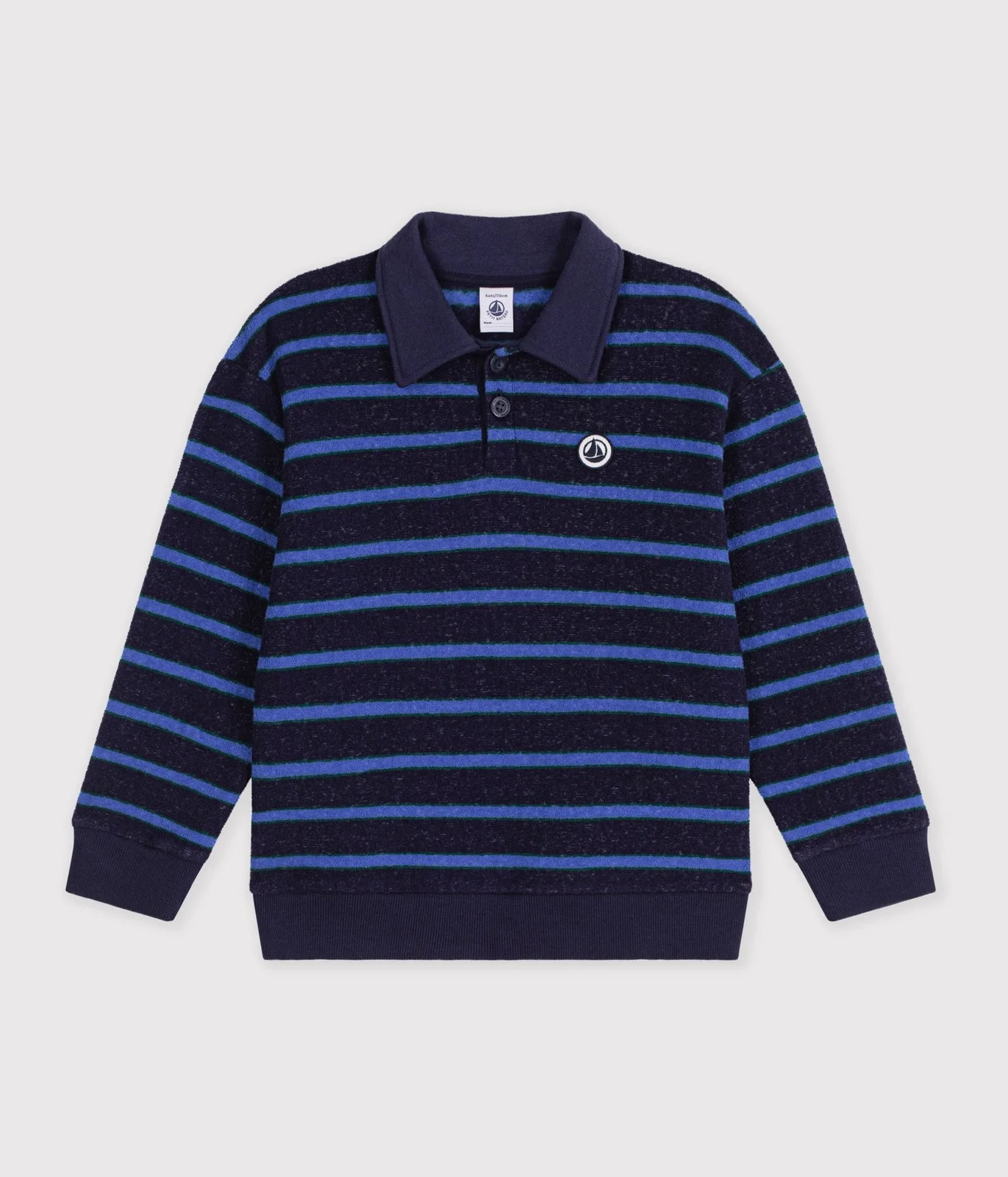 Children's stripy cotton polo neck sweatshirt
