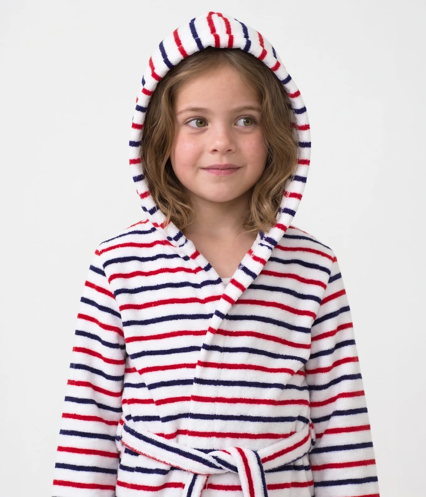 Children's stripy cotton terry bathrobe