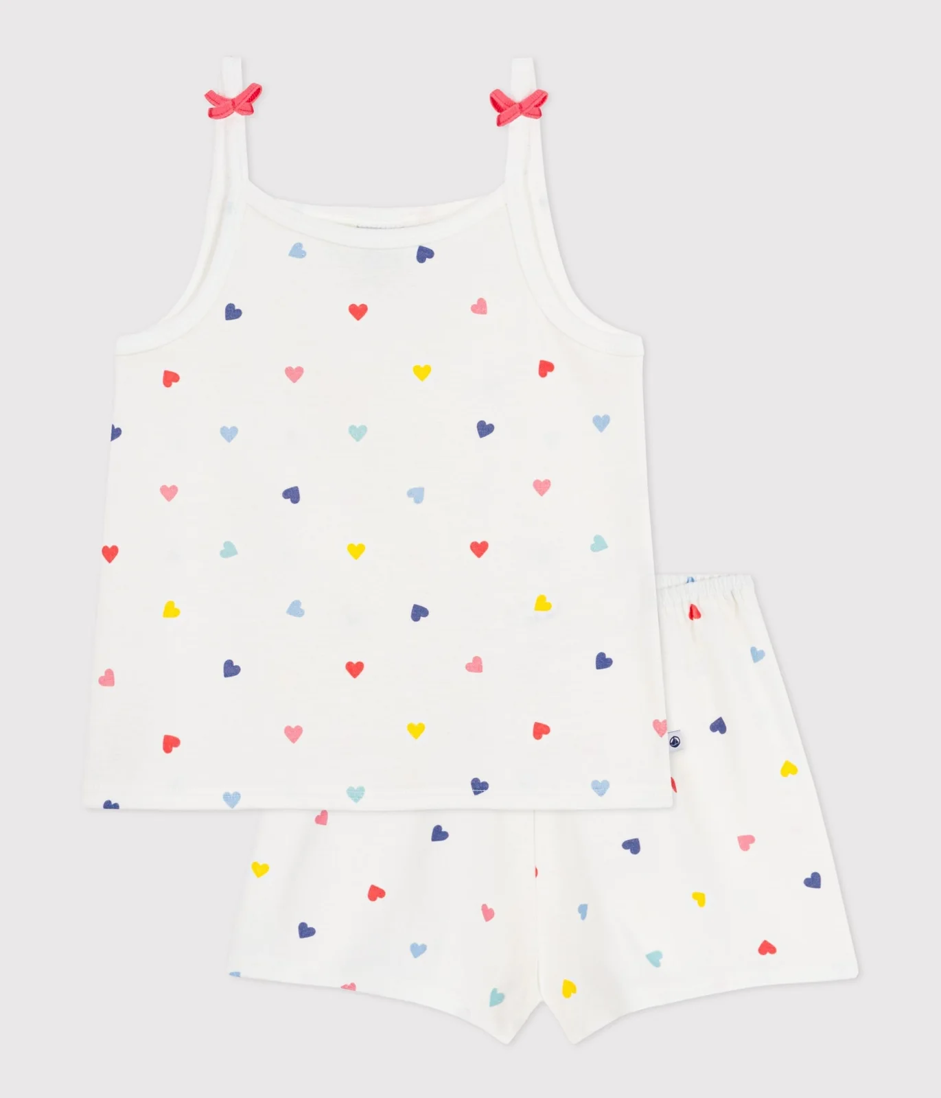 Children's short and strappy heart print cotton pyjamas