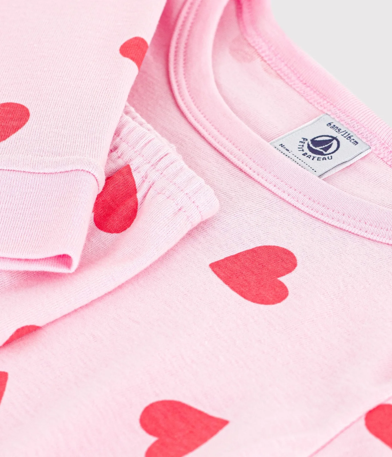 Children's snug-fitting cotton heart print pyjamas