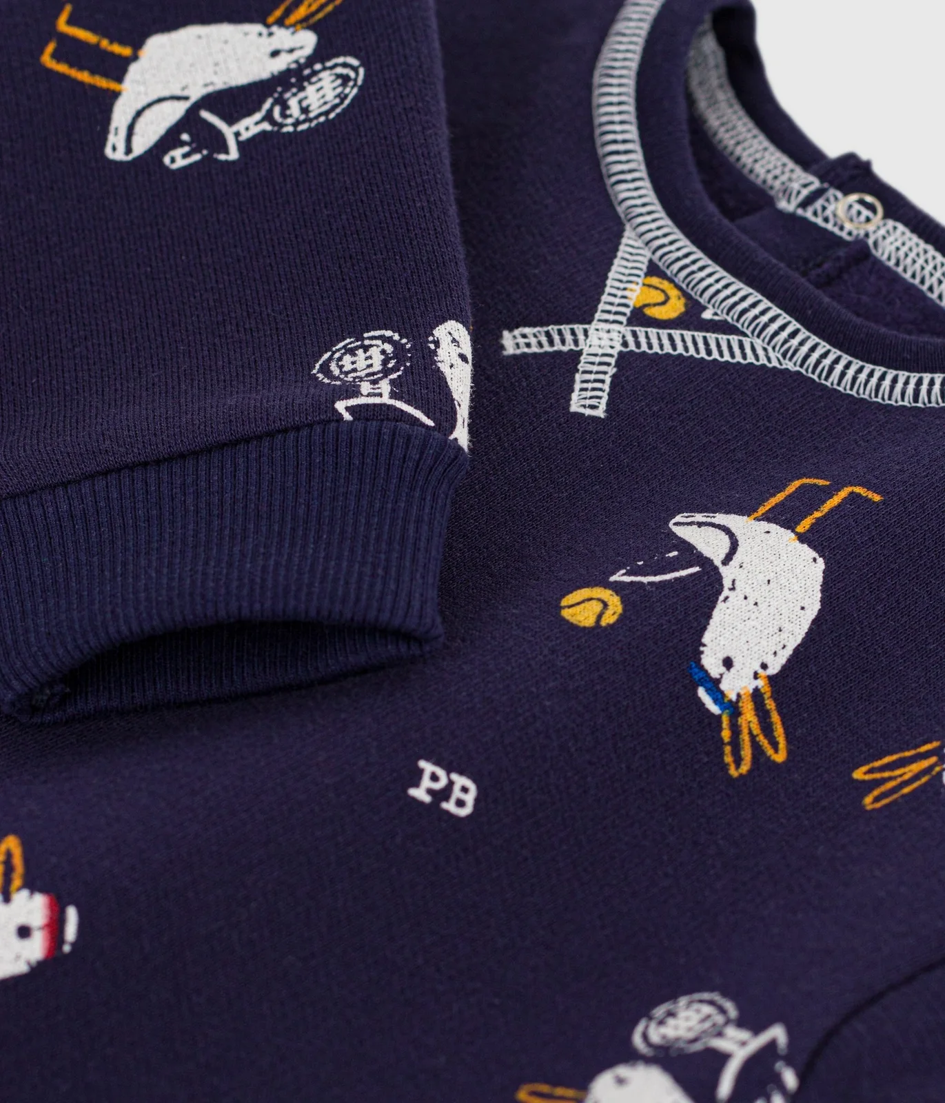 Babies' seagull print cotton hoodie