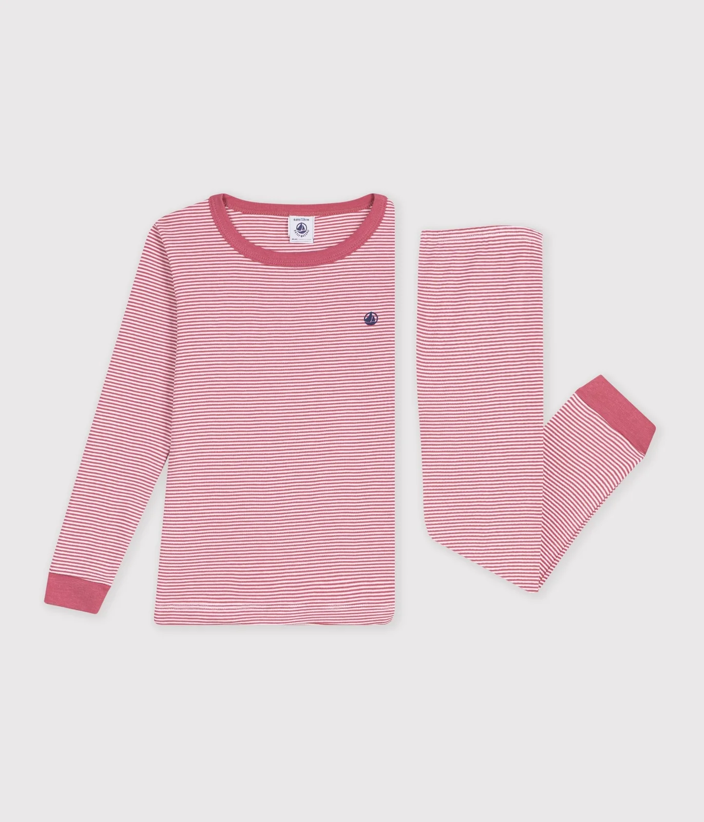 Children's snug-fitting stripy cotton pyjamas