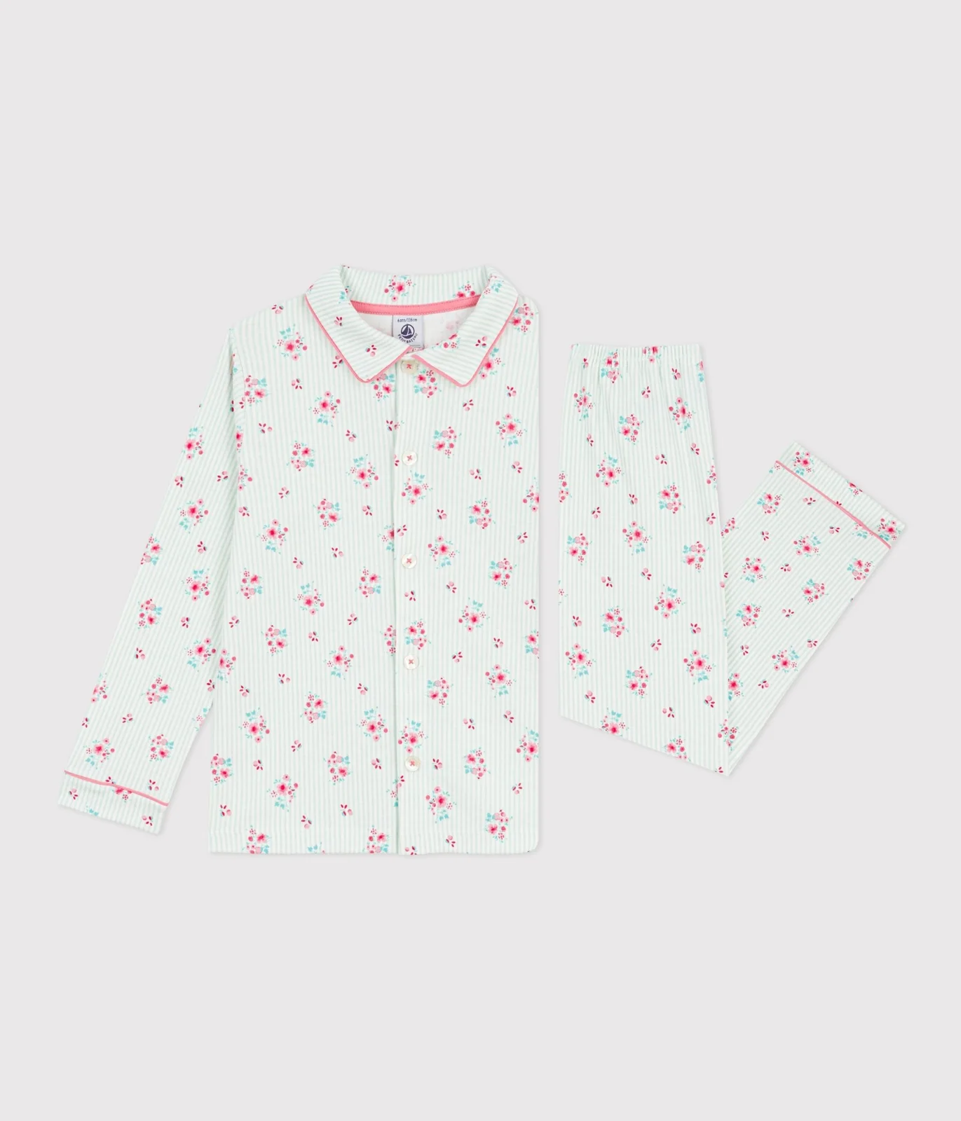 Children's buttoned printed cotton pyjamas