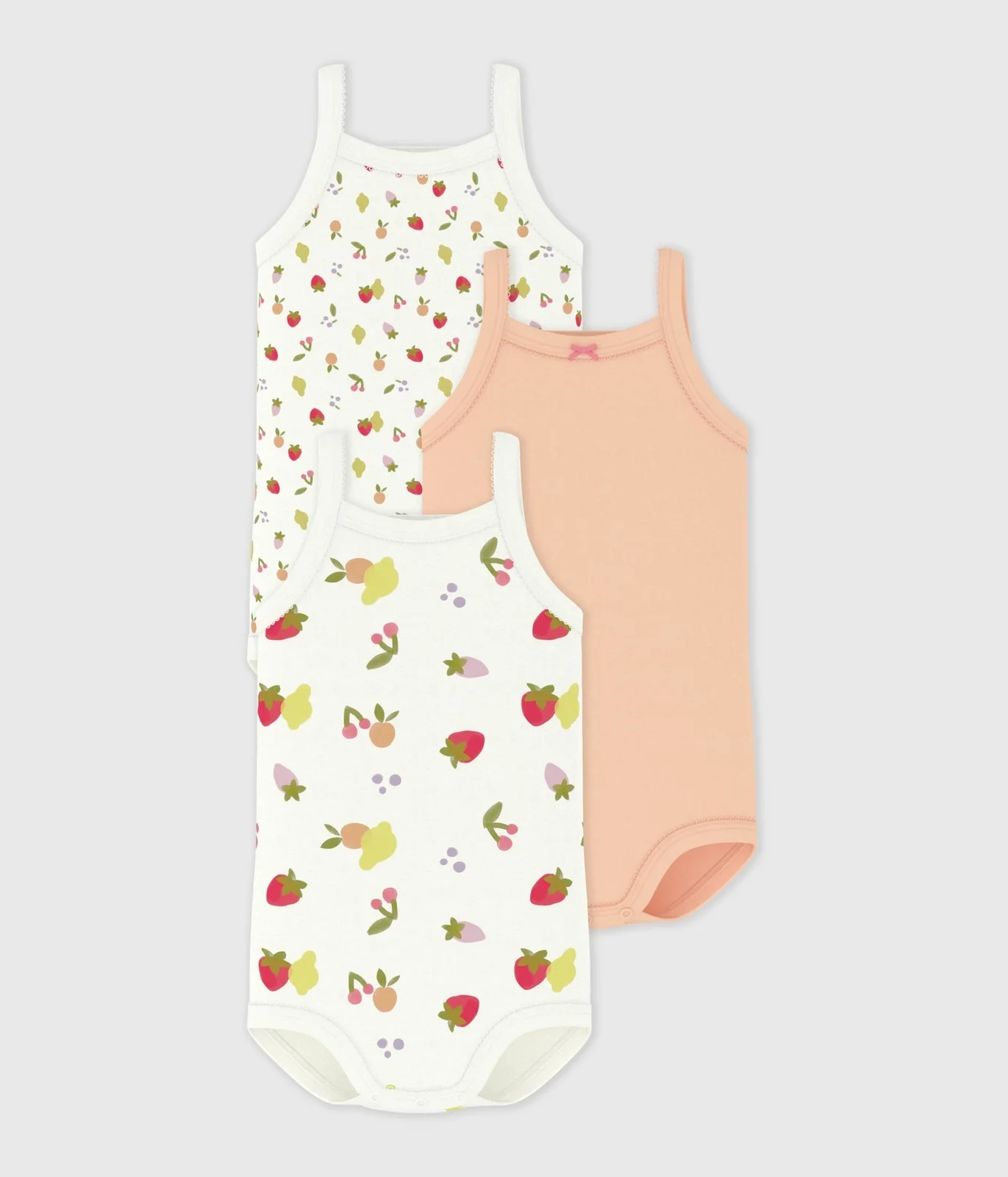 Pack of babies' strappy cotton bodies