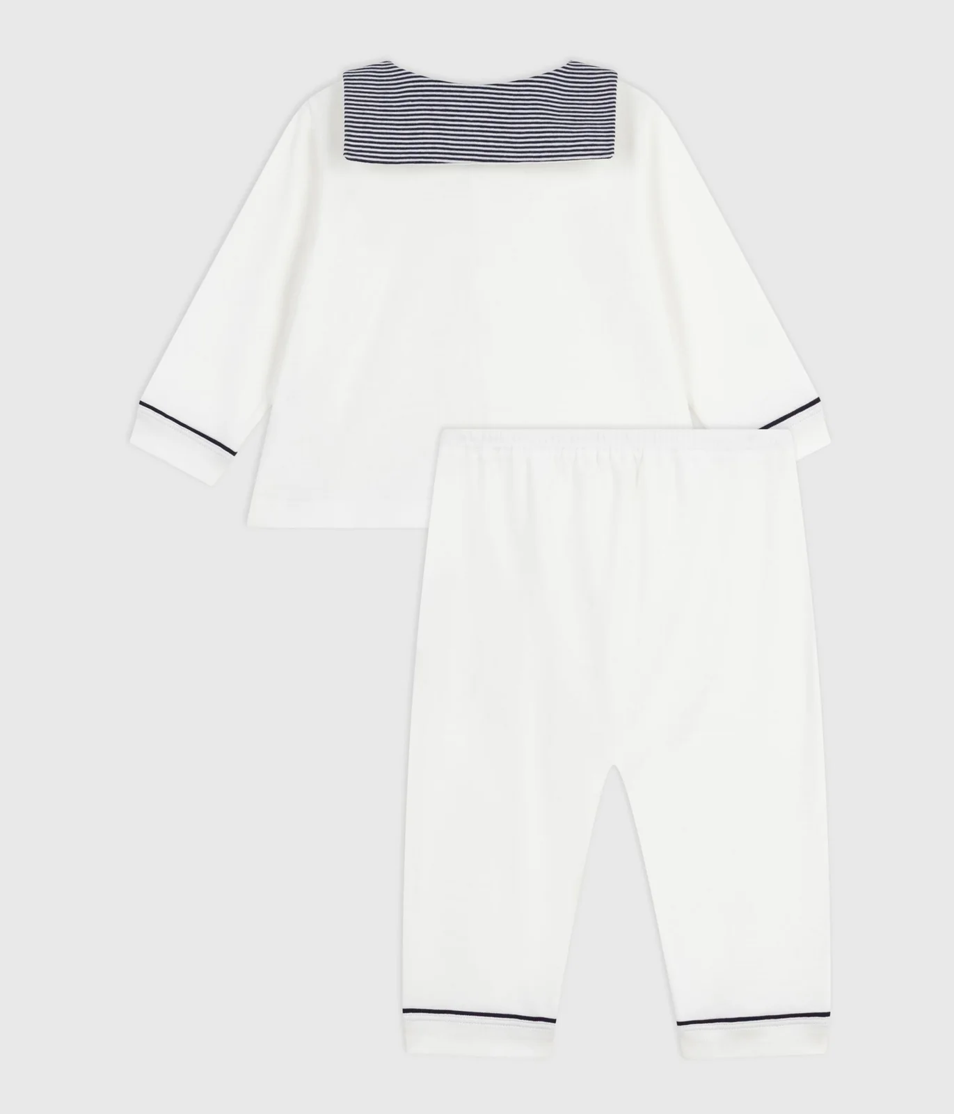 Unisex 2-piece cotton sleepsuit with sailor collar