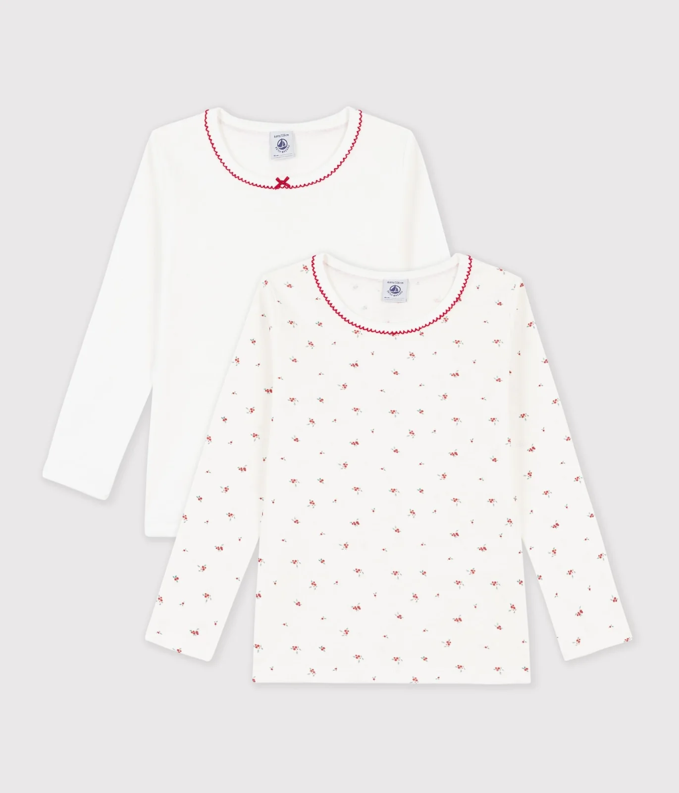 Pack of children's long-sleeved printed cotton T-shirts