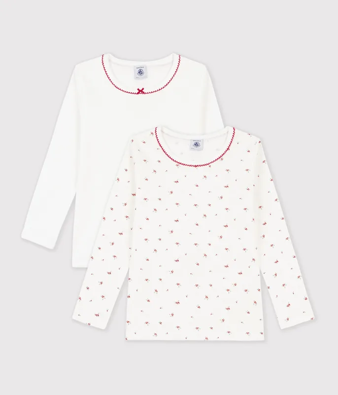 Pack of children's long-sleeved printed cotton T-shirts
