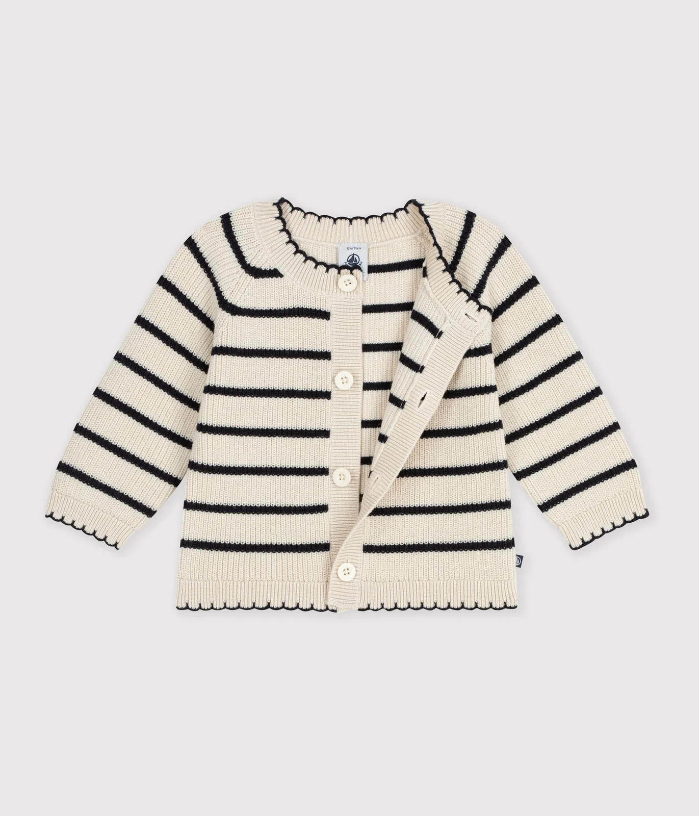 Babies' cardigan in stripy cotton