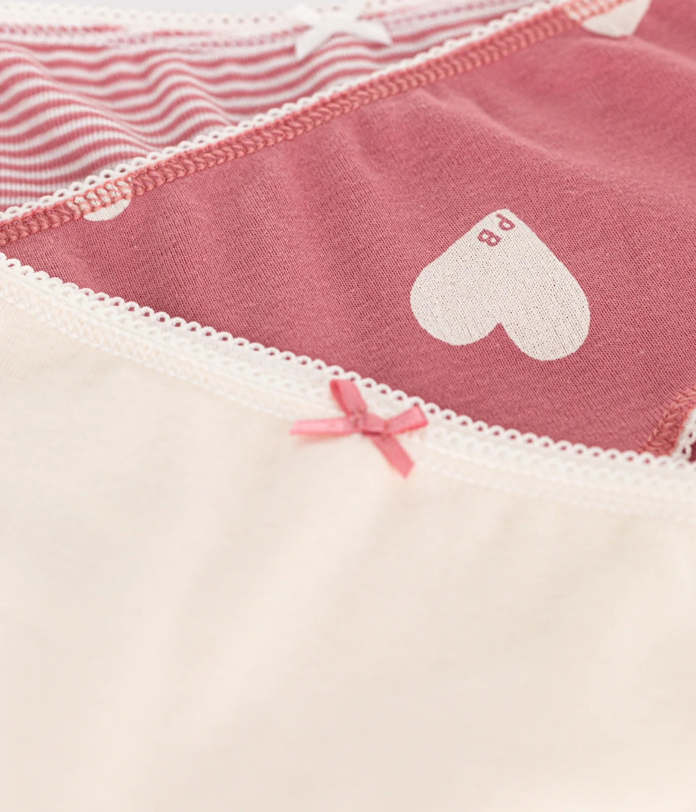 Children's cotton heart-patterned shorties - 3-pack