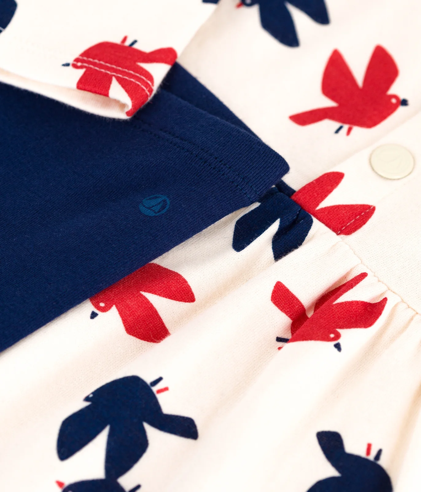 Babies' long-sleeved bird print cotton dress and leggings