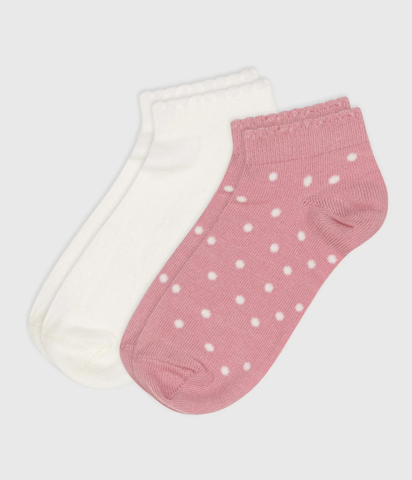 Pairs of girls' spotty cotton socks - 2-pack