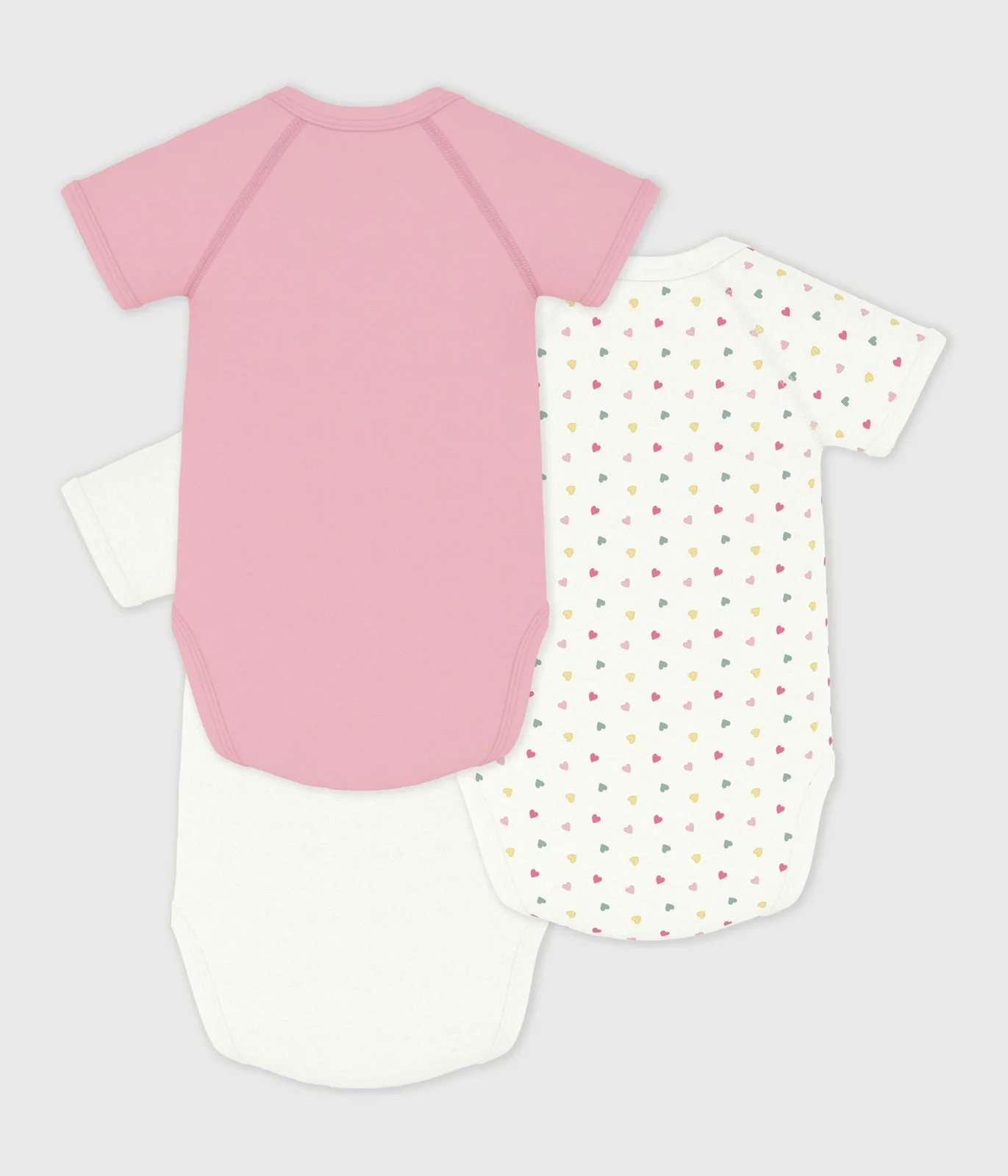 Pack of babies' short-sleeved printed cotton wrapover bodies