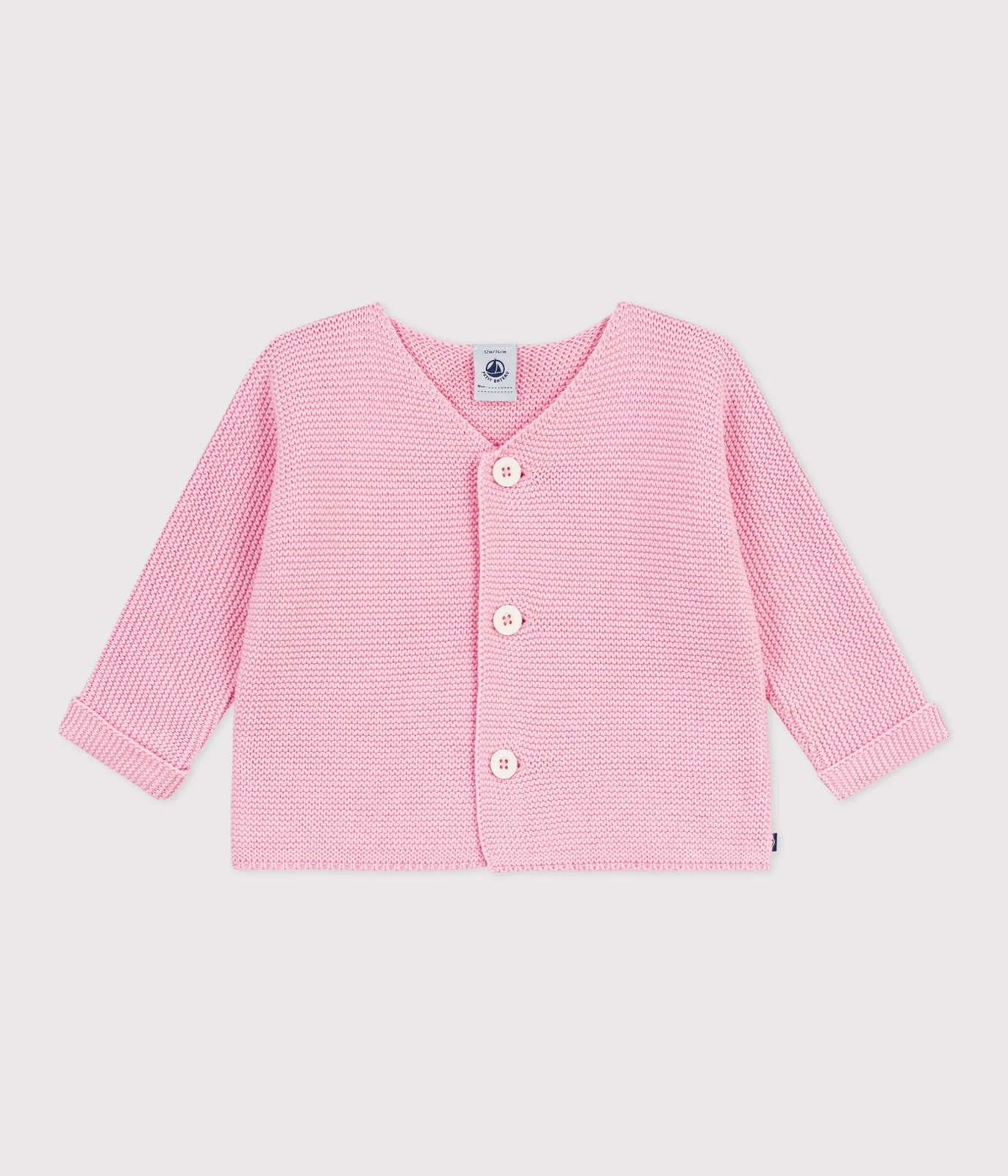 Babies' moss stitch cotton cardigan