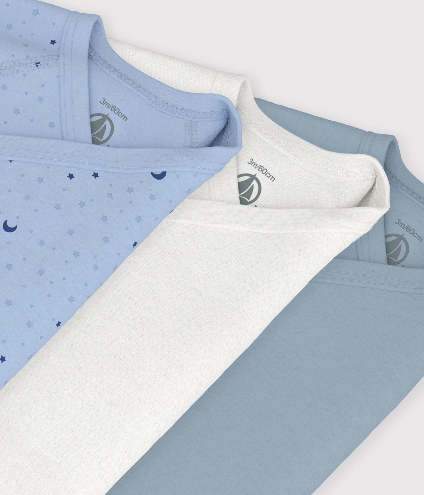 Pack of long-sleeved printed cotton wrapover bodies for babies