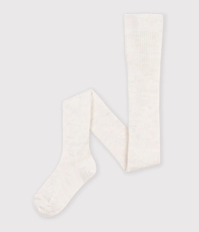 Children's plain wool and cotton tights