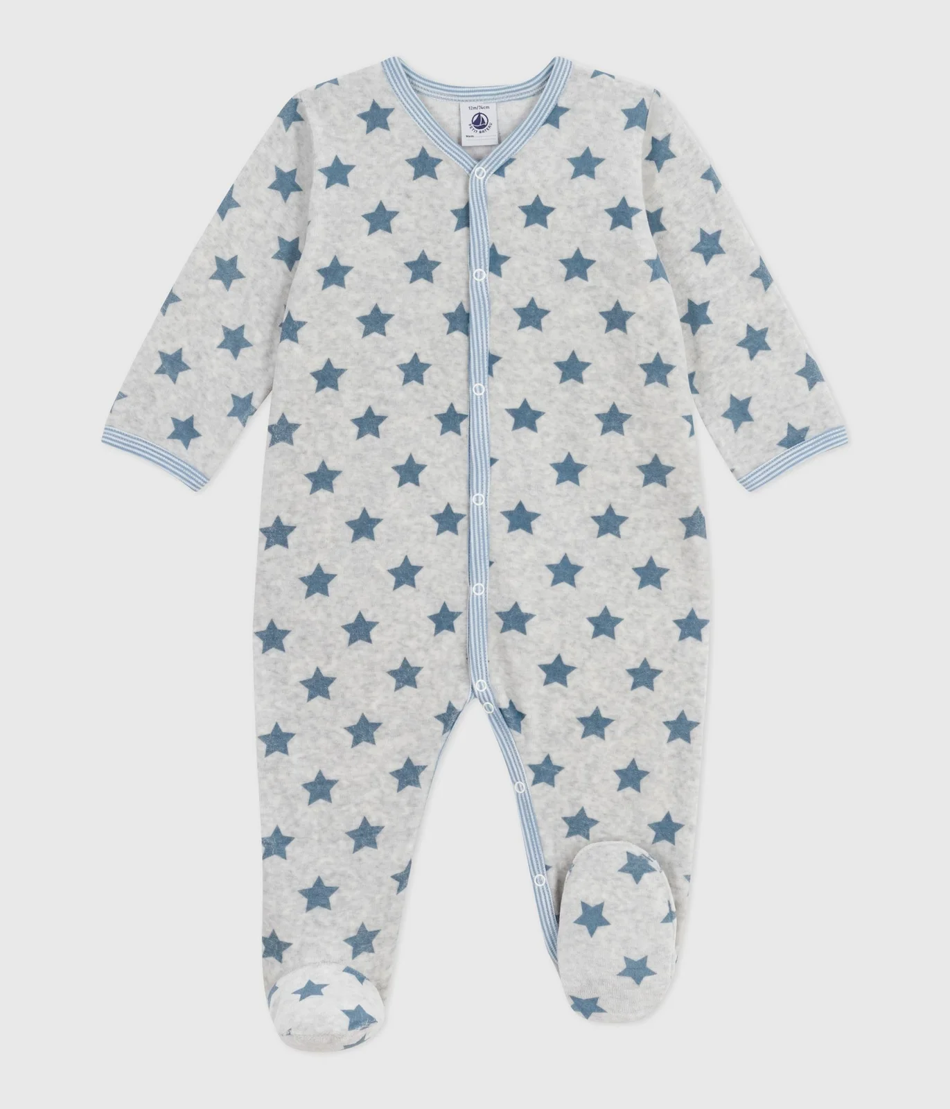 Babies' star-print velour pyjamas
