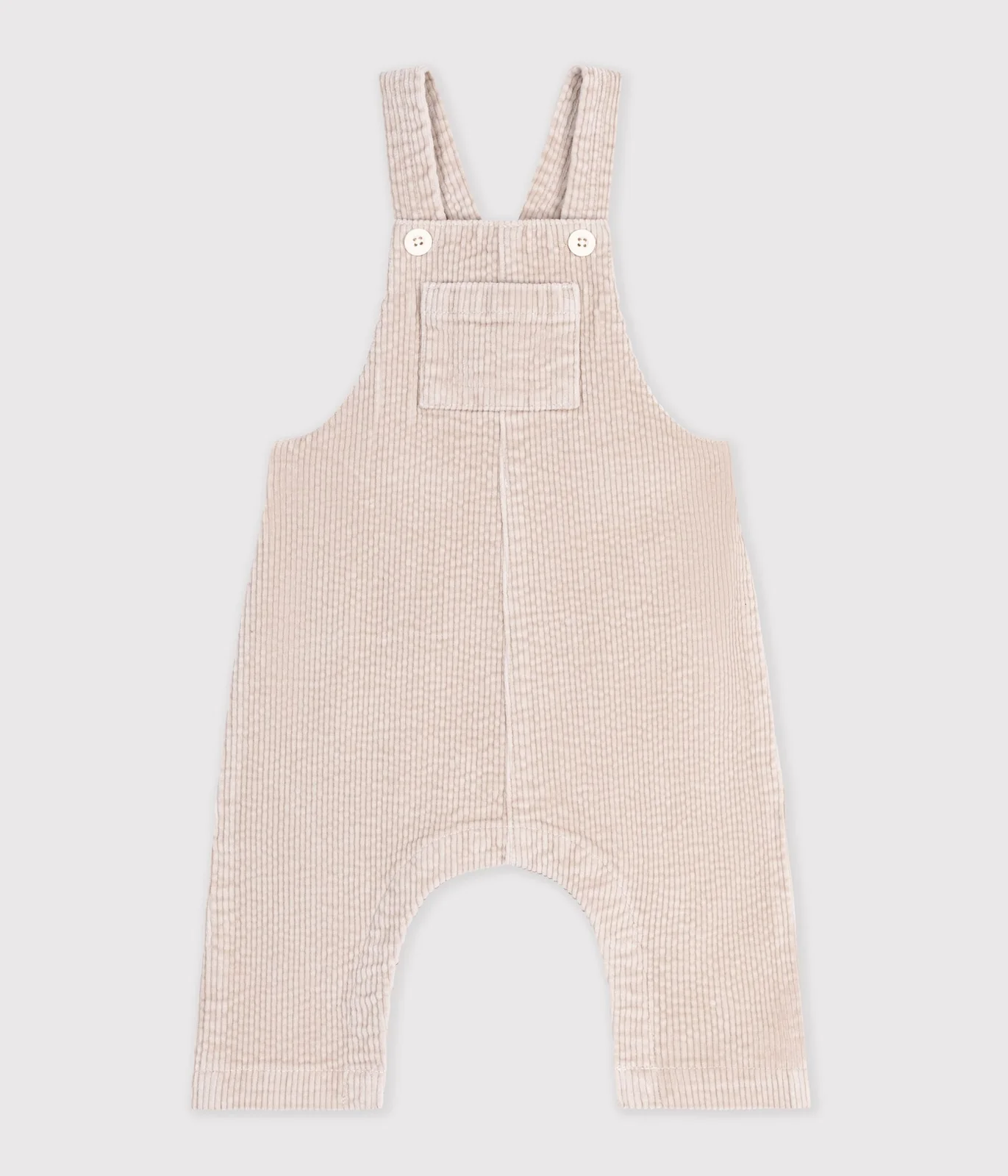 Babies' long-leg dungarees in plain corduroy