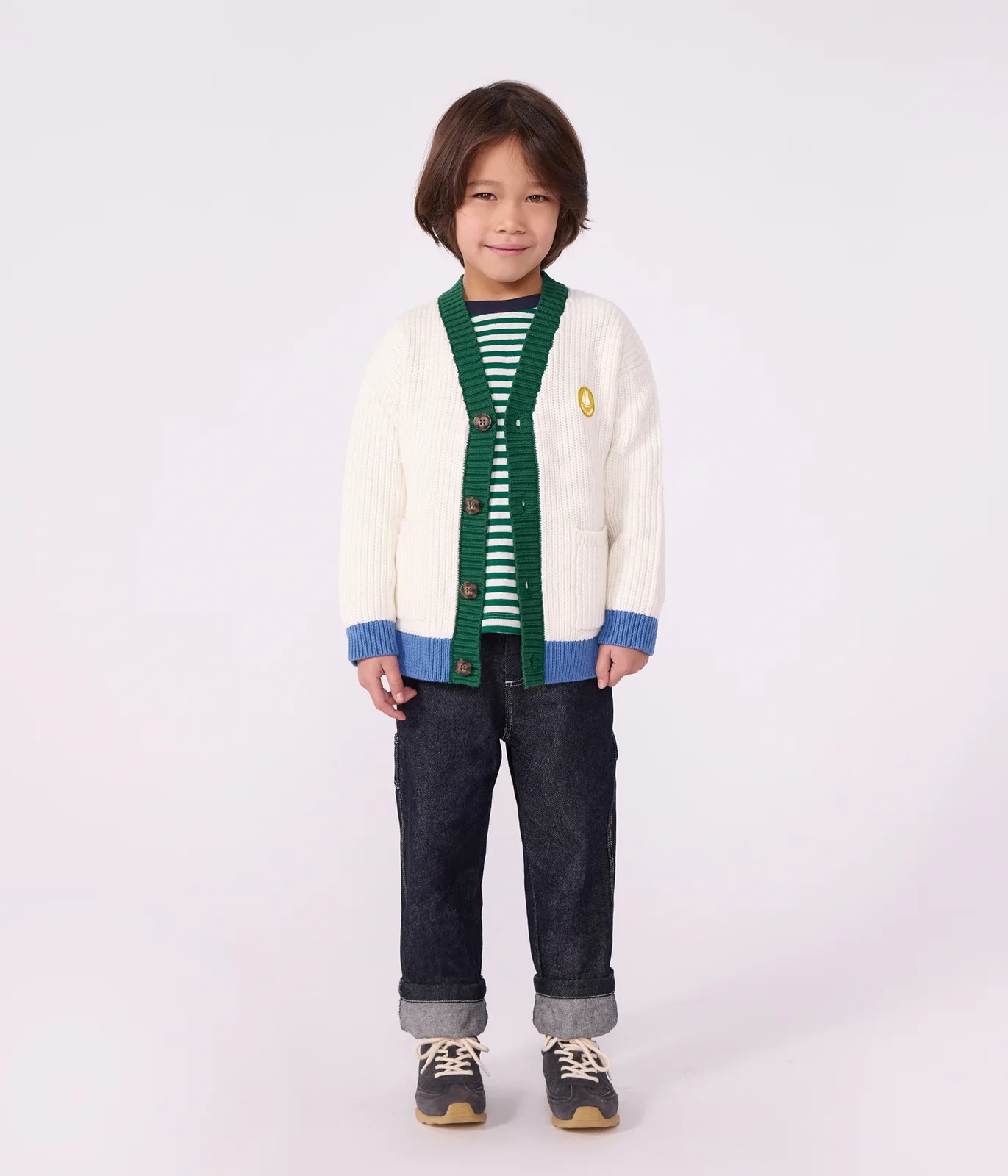 Children's plain cotton cardigan