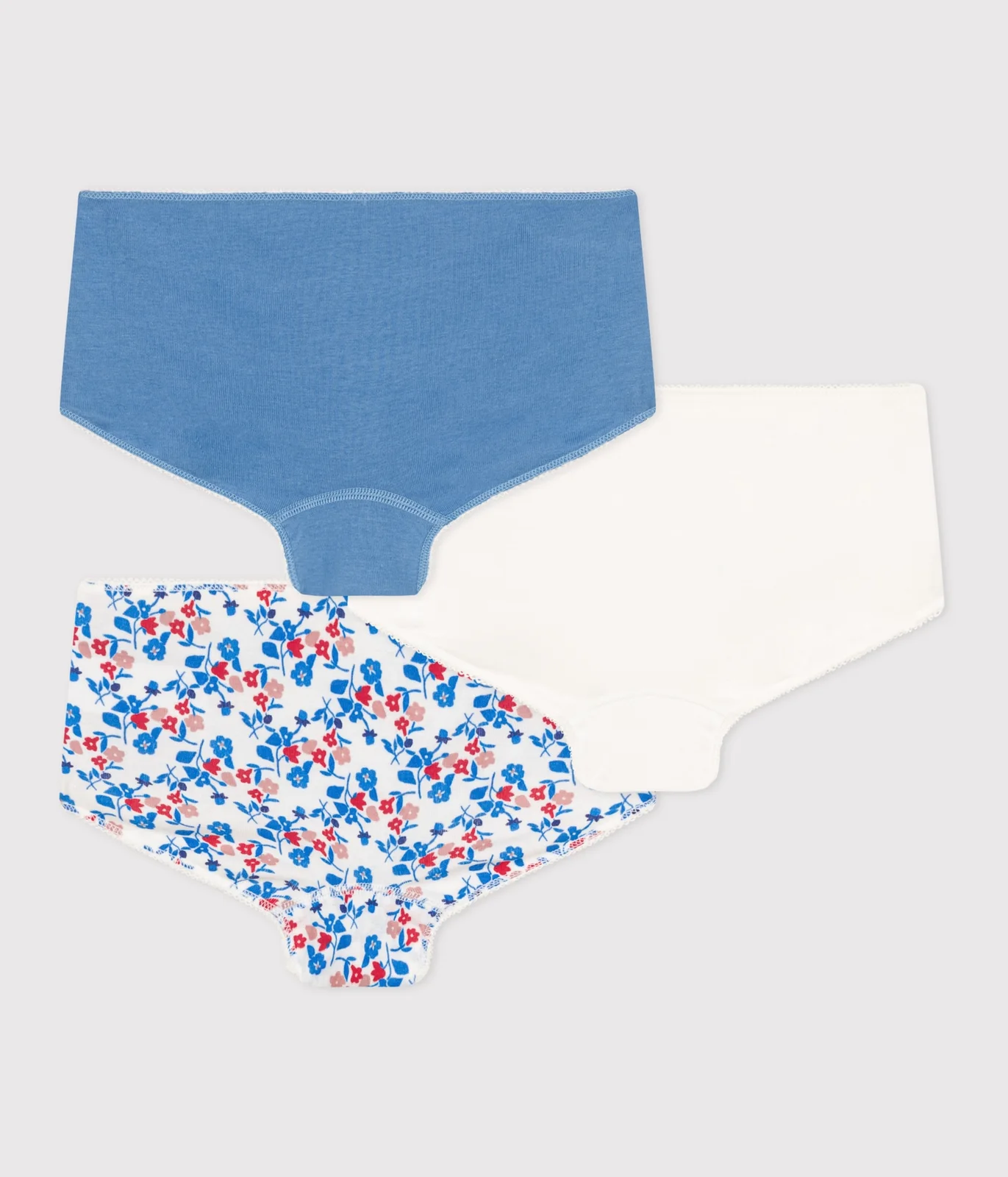Children's floral-patterned cotton shorties - 3-pack