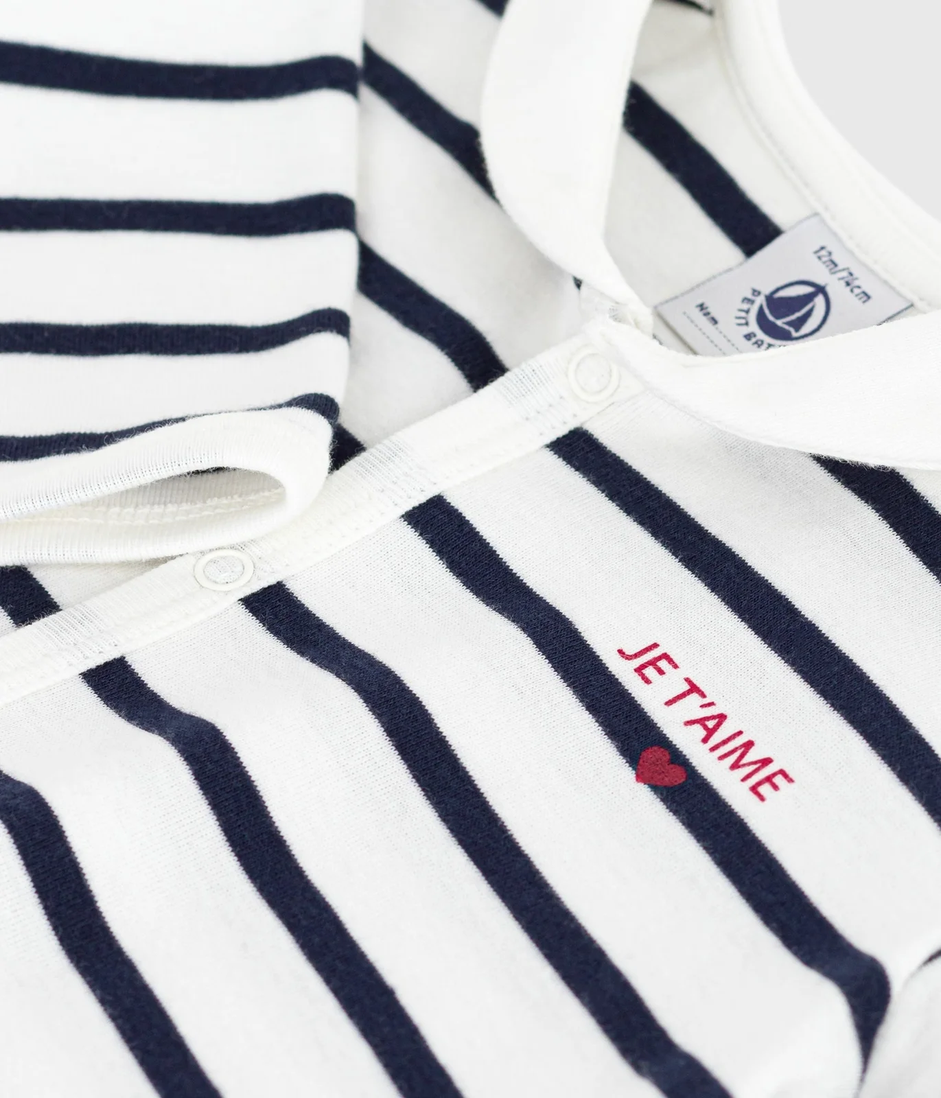 Unisex striped cotton footless sleepsuit with screen print