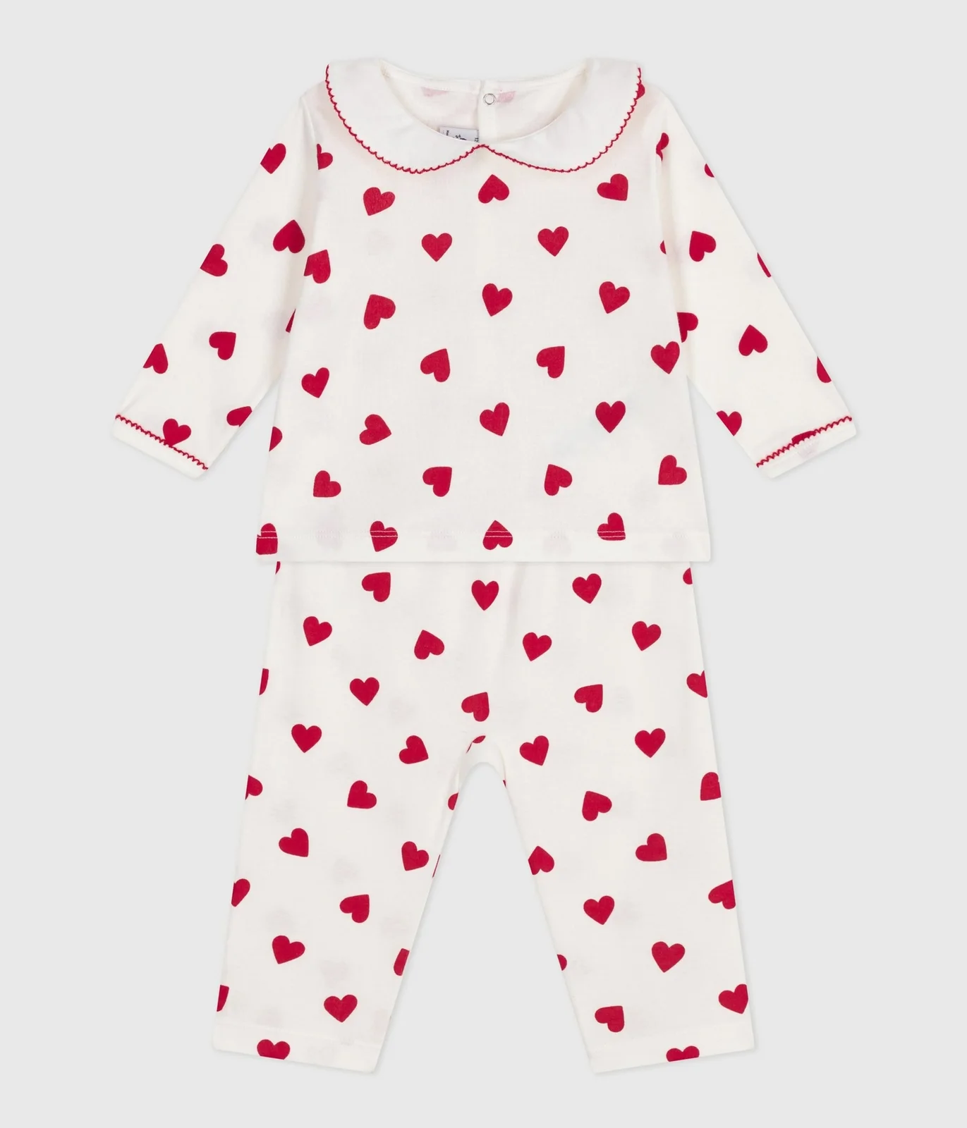 Babies' two-piece pyjamas printed with hearts