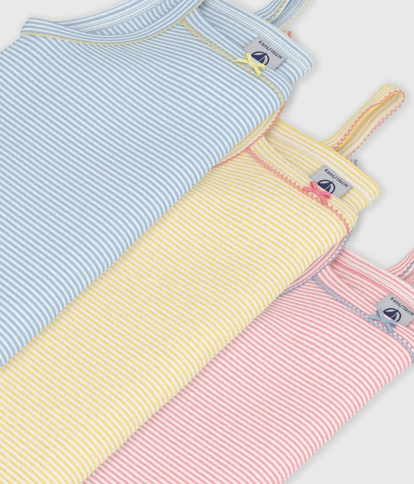 Pack of children's stripy cotton tank tops