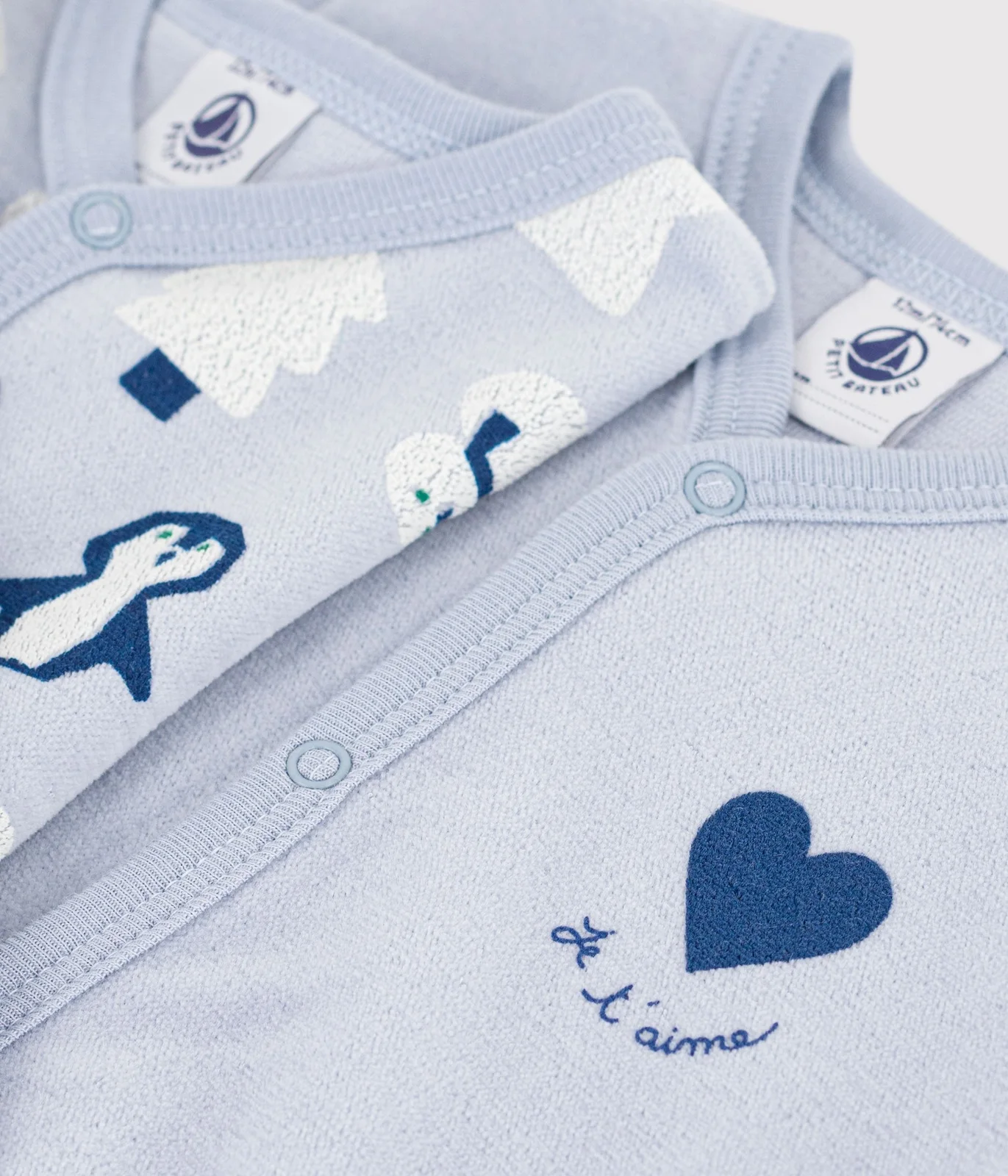 Pack of printed velour pyjamas for babies