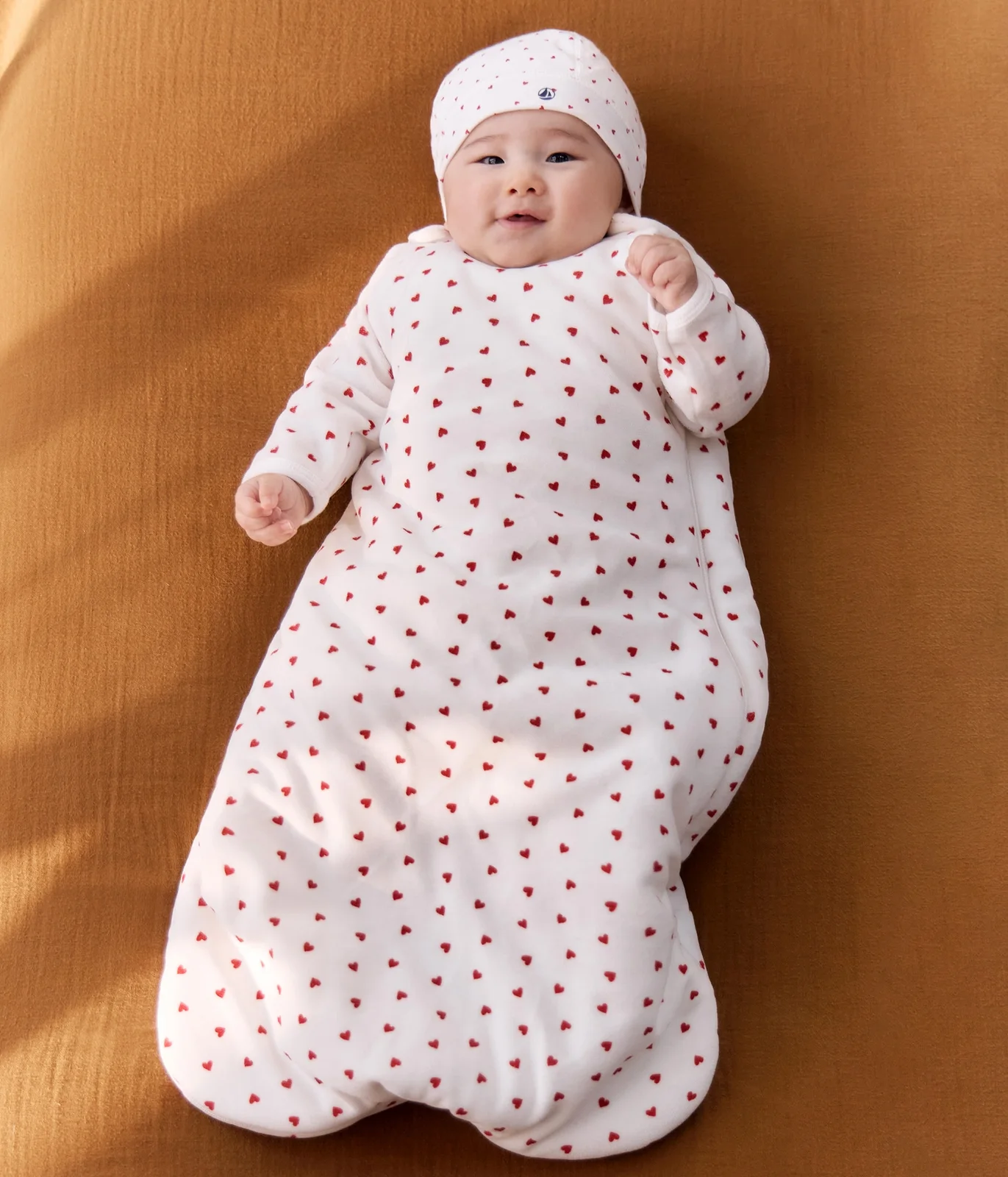 Babies' 3 TOG heart-print corduroy sleeping bag