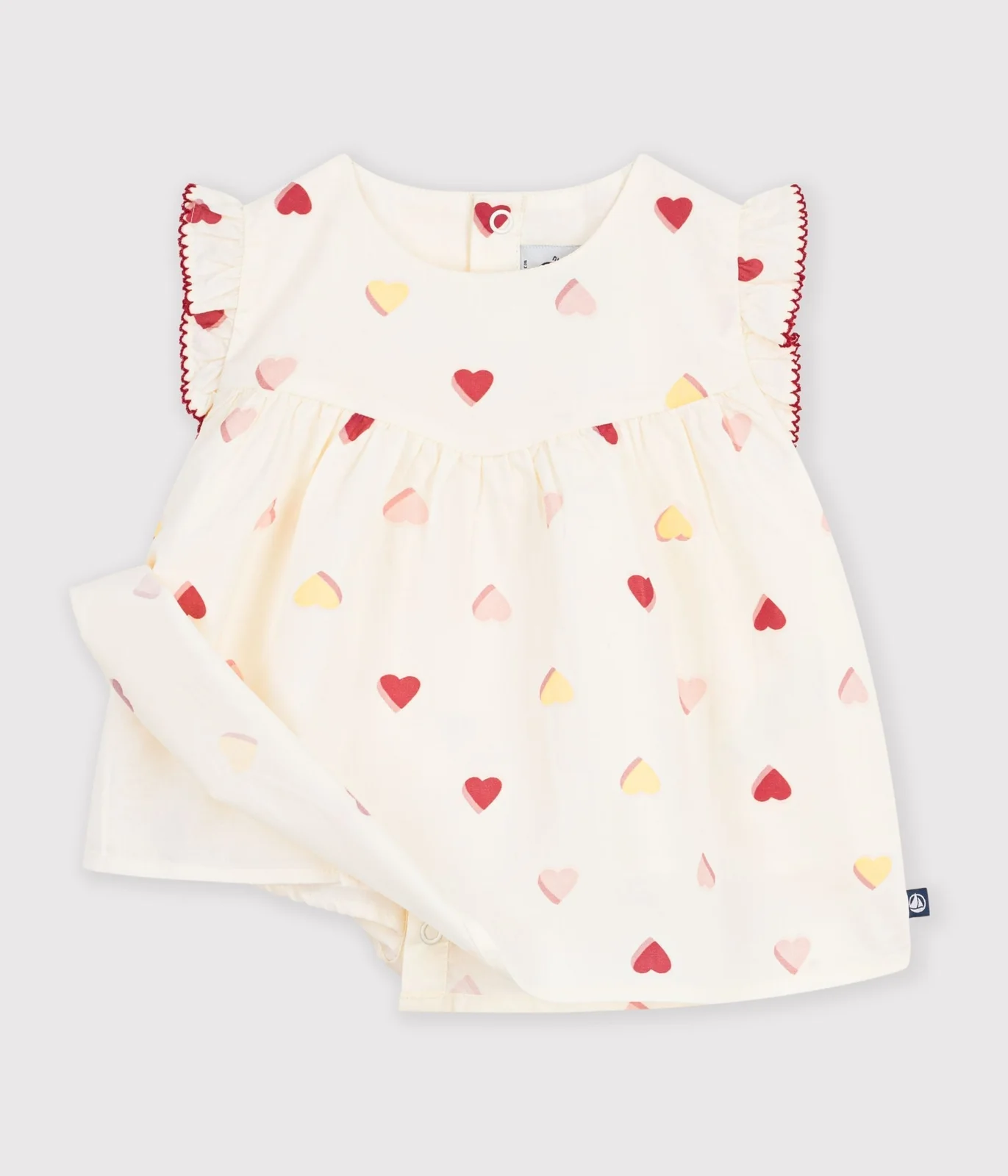 Babies' sleeveless heart-print cotton poplin blouse
