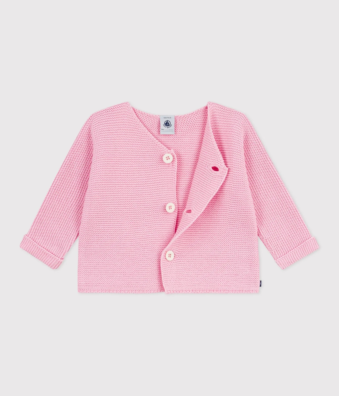 Babies' moss stitch cotton cardigan