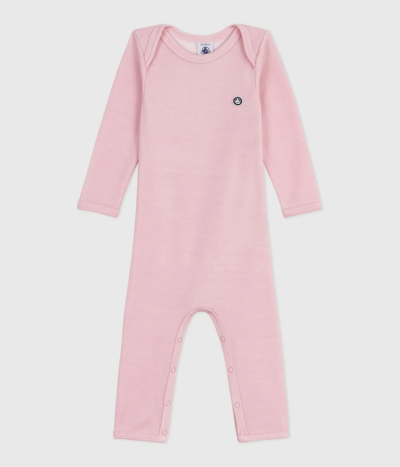 Unisex wool and cotton baby bodysuit with long legs